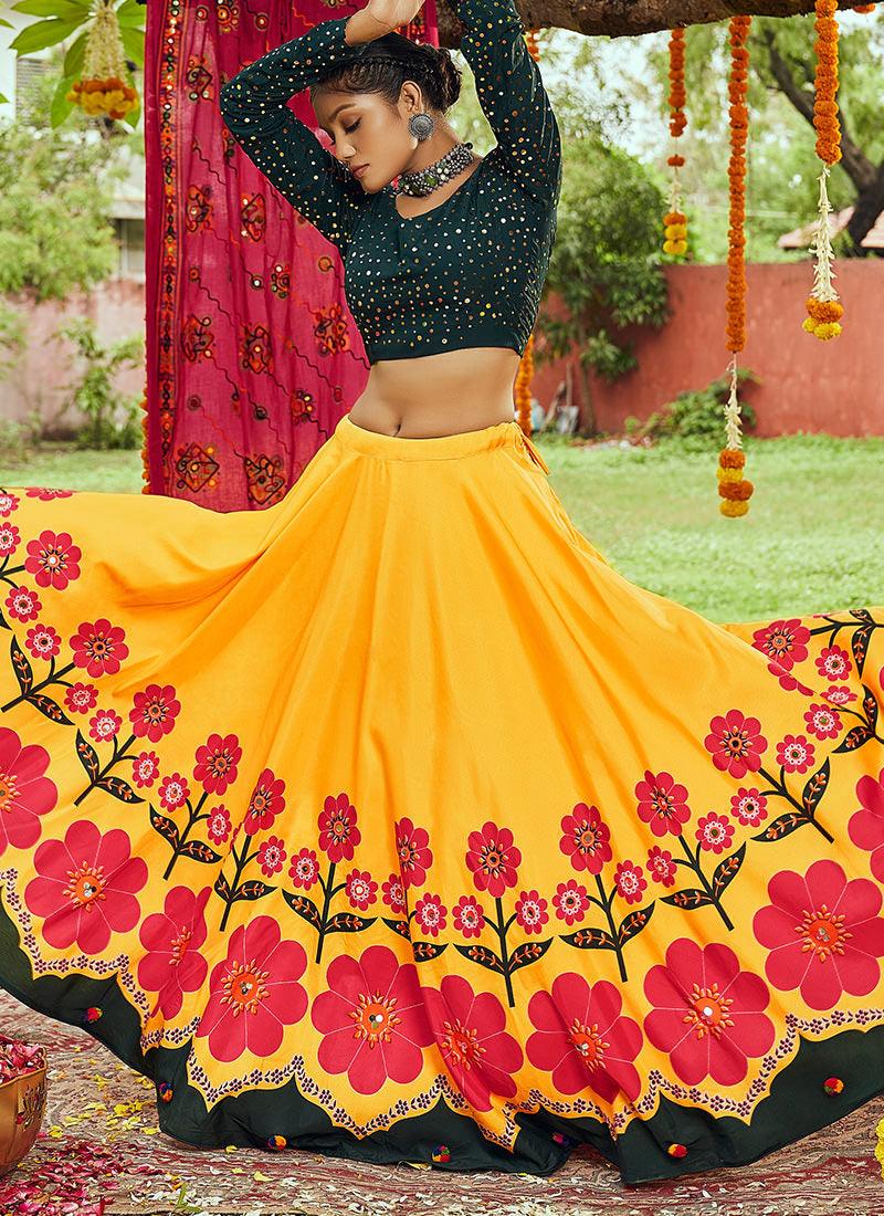 Yellow Digital Print Navratri Ghagra Choli With Mastercard Online