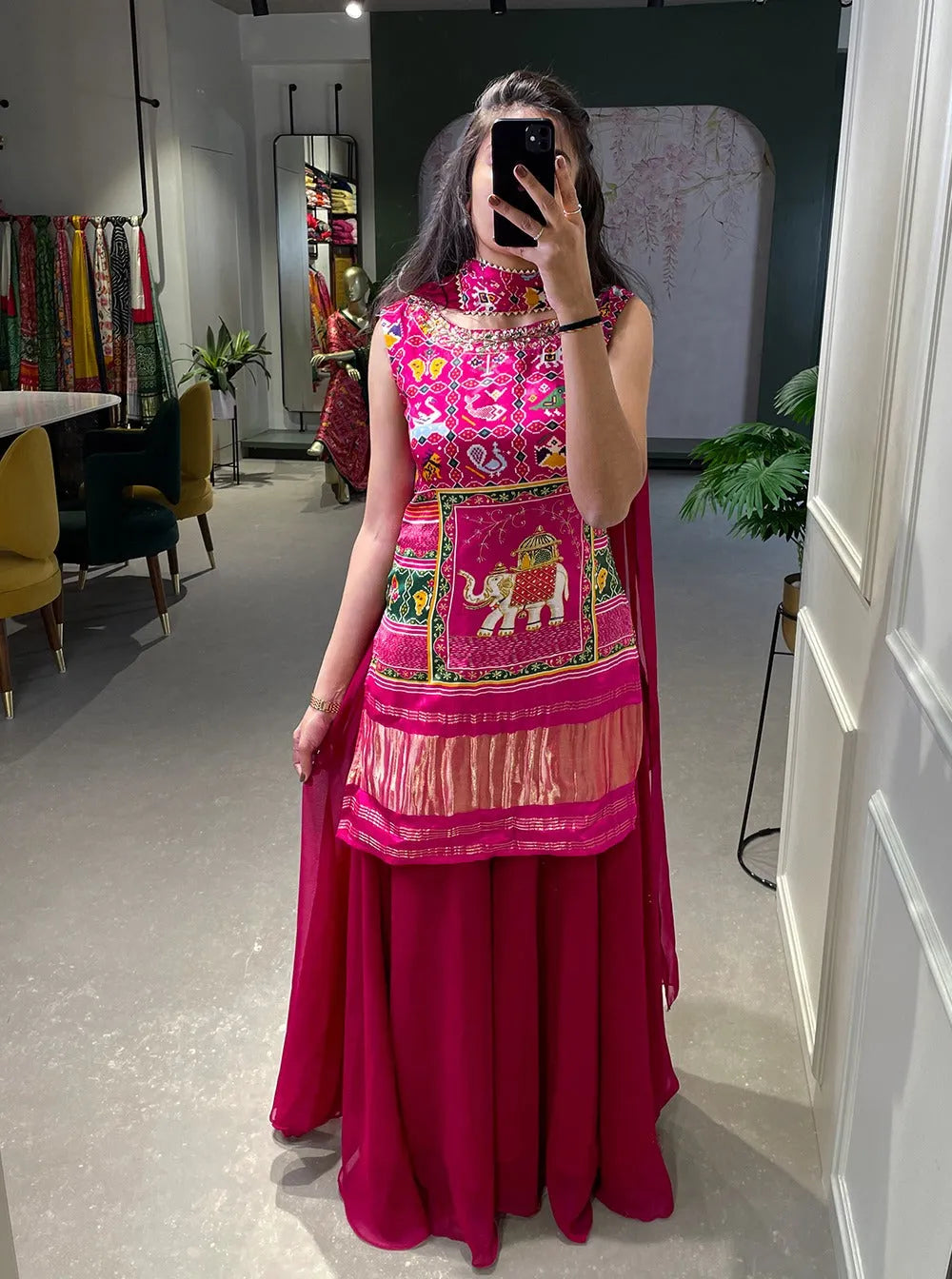 Elegant Designer Pink Printed Hand Worked Palazzo Suit Low Cost Sale Online