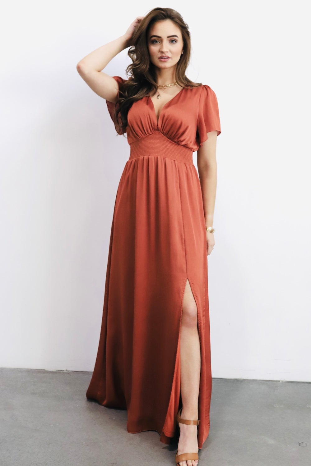 Prague Satin Maxi Dress | Rust With Paypal Sale Online