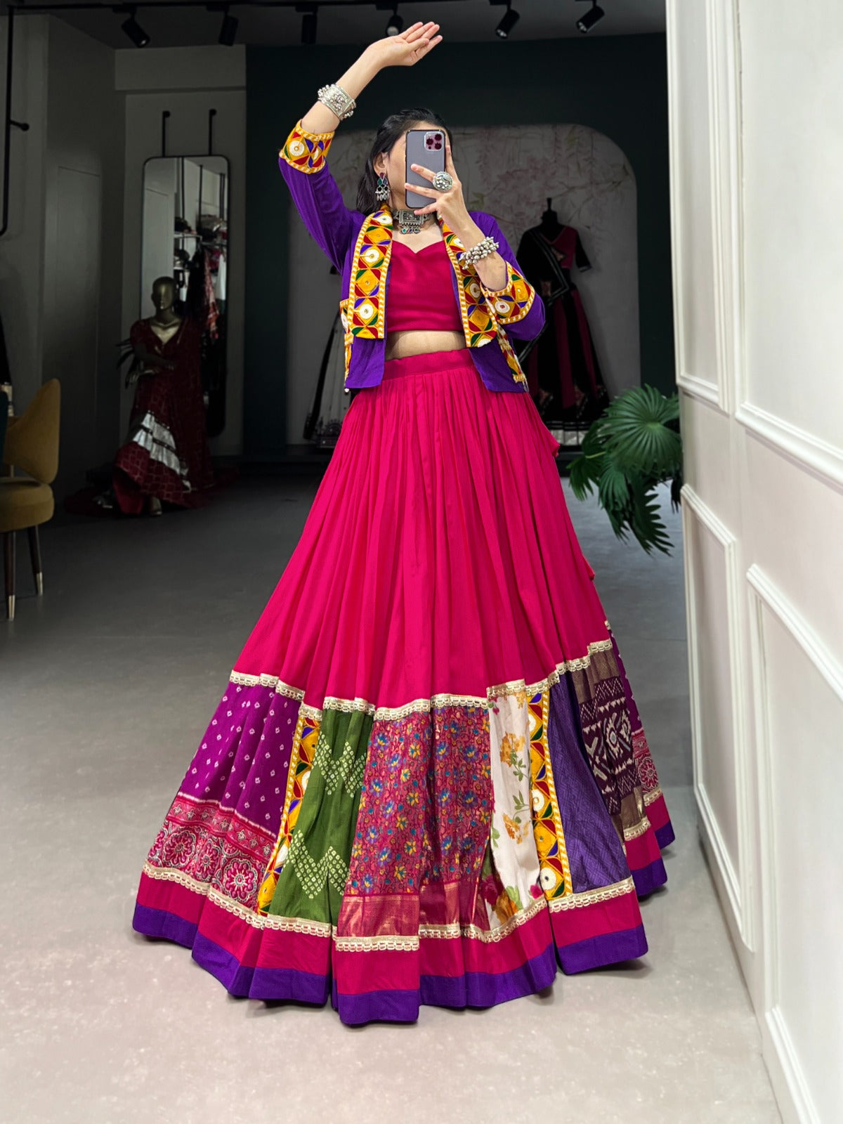 Elegant Pink Jacket Lehenga Choli For Navratri Fast Delivery Online