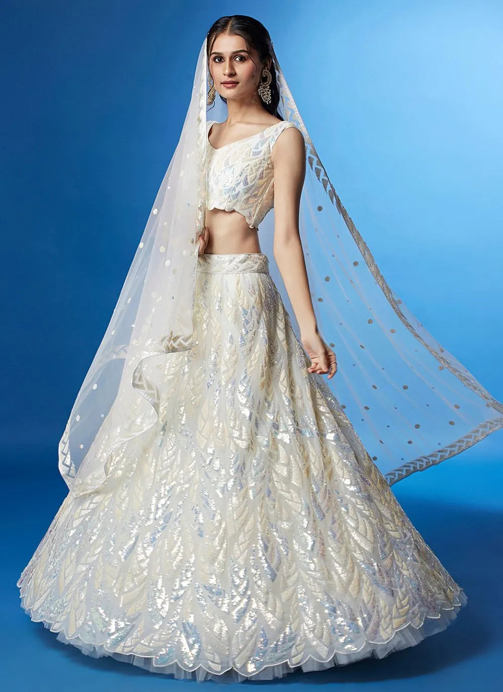 Designer Embroidered Classic White Lehenga Choli Supply Cheap Pice