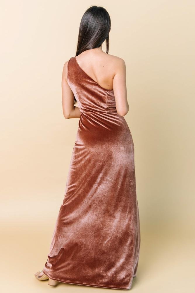 Tatiana Velvet One Shoulder Maxi Dress | Bronze Buy Cheap Best Wholesale