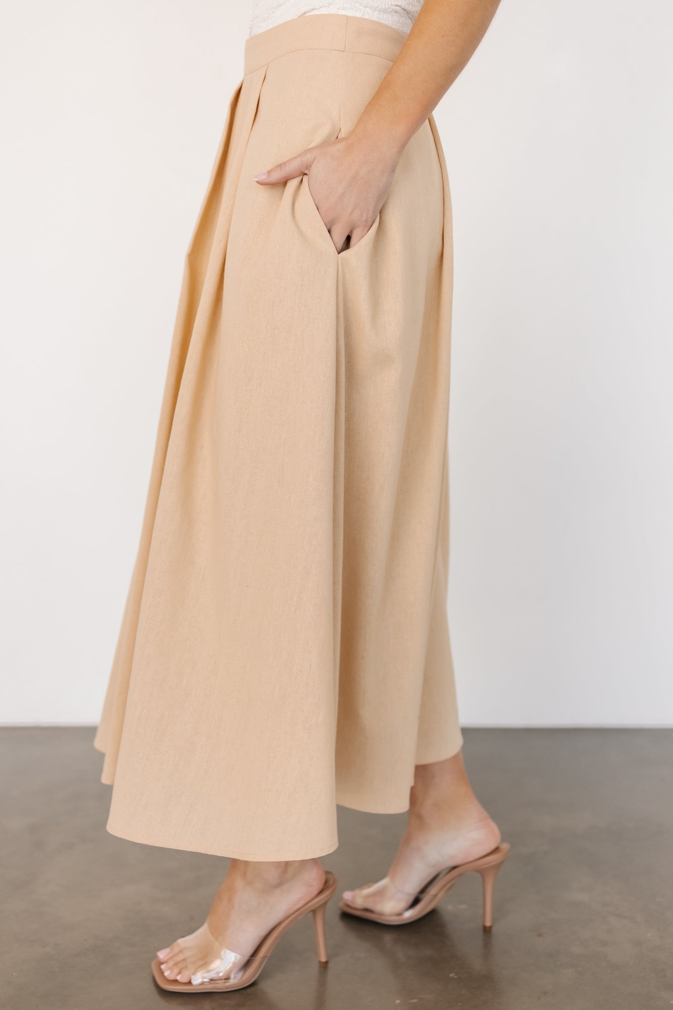 Katie Pleated Midi Skirt | Natural Clearance 2025 Unisex