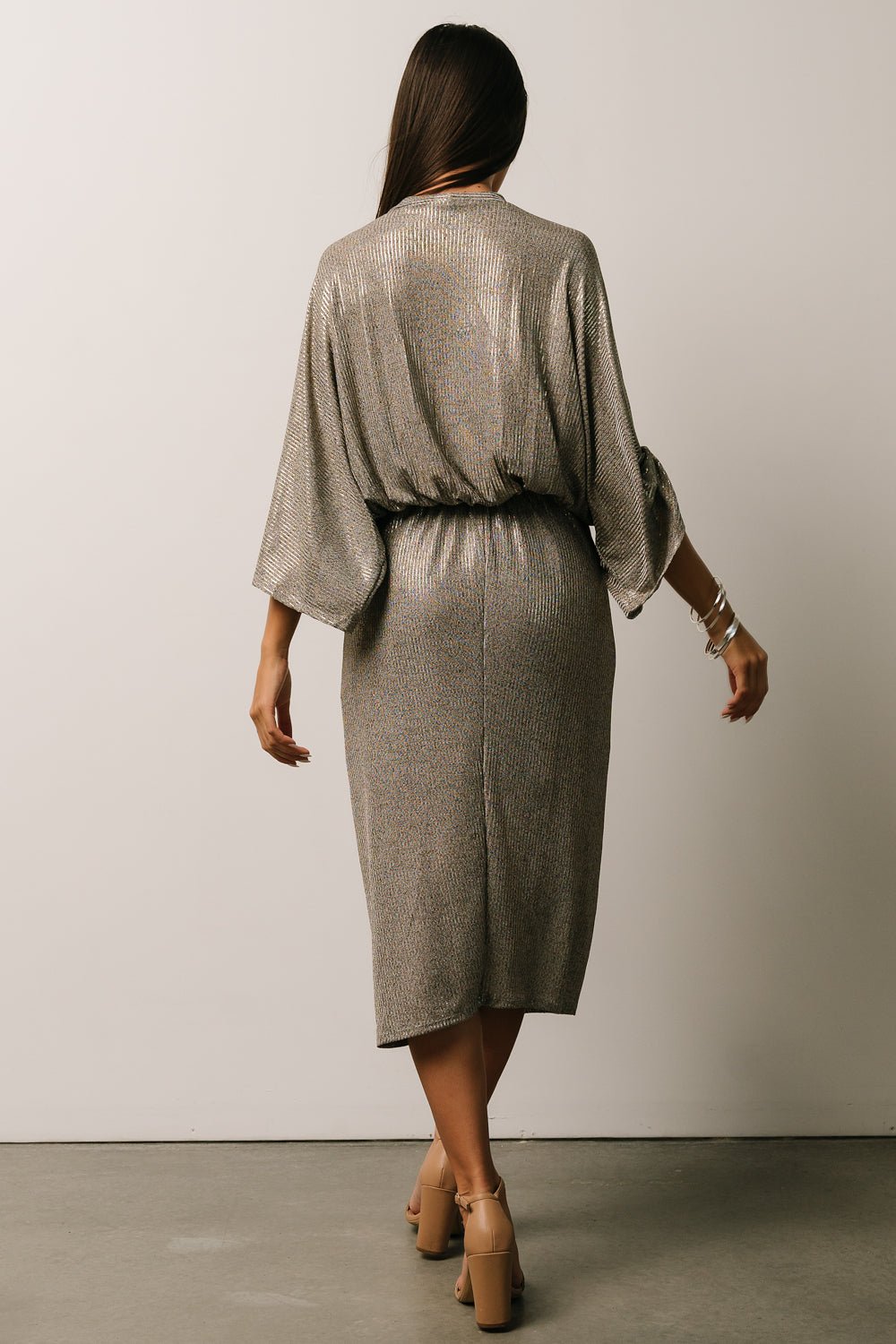 Ciara Ruched Midi Dress | Silver Metallic Cheap With Mastercard