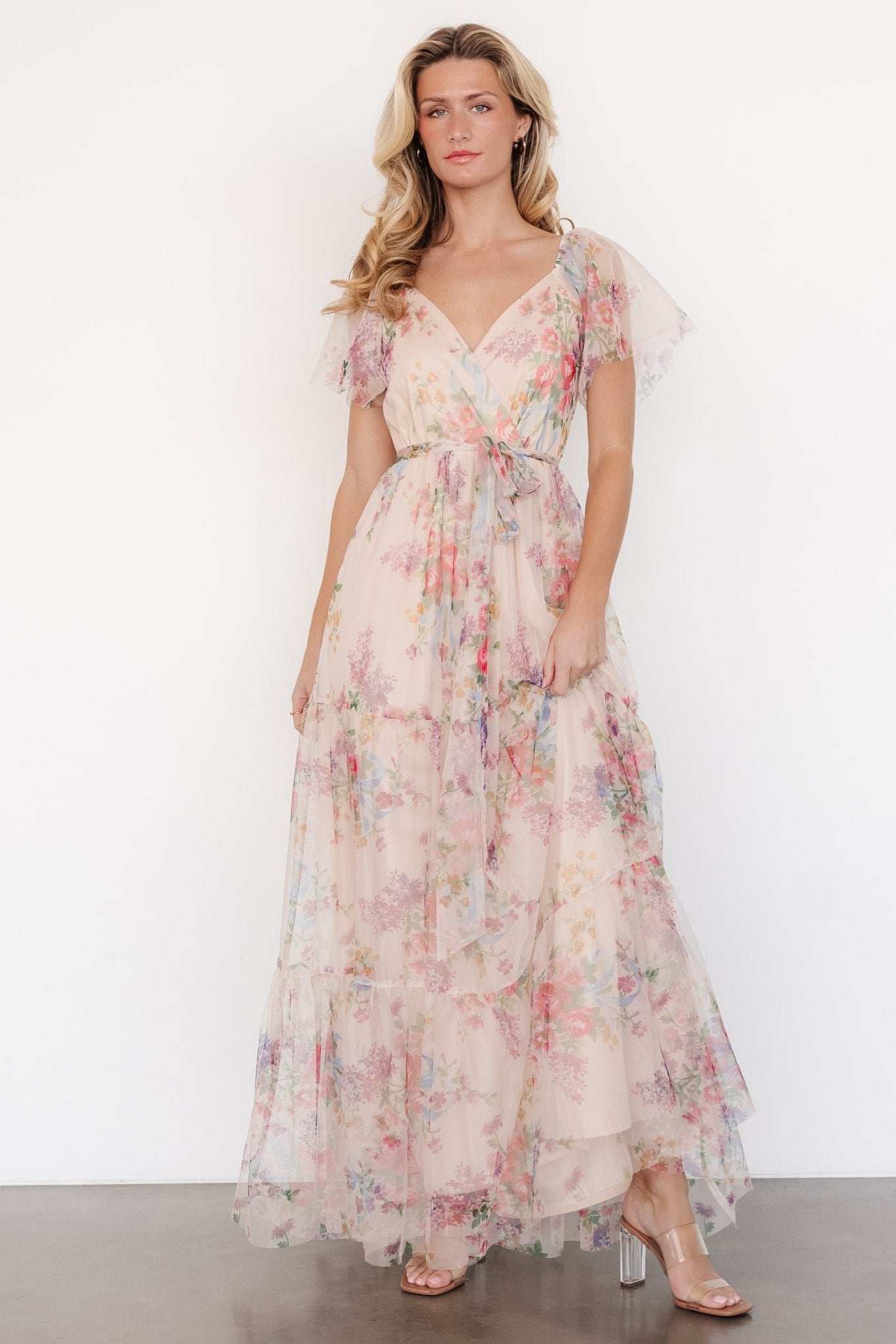 Nicola Tulle Maxi Dress | Romantic Floral Free Shipping For Sale