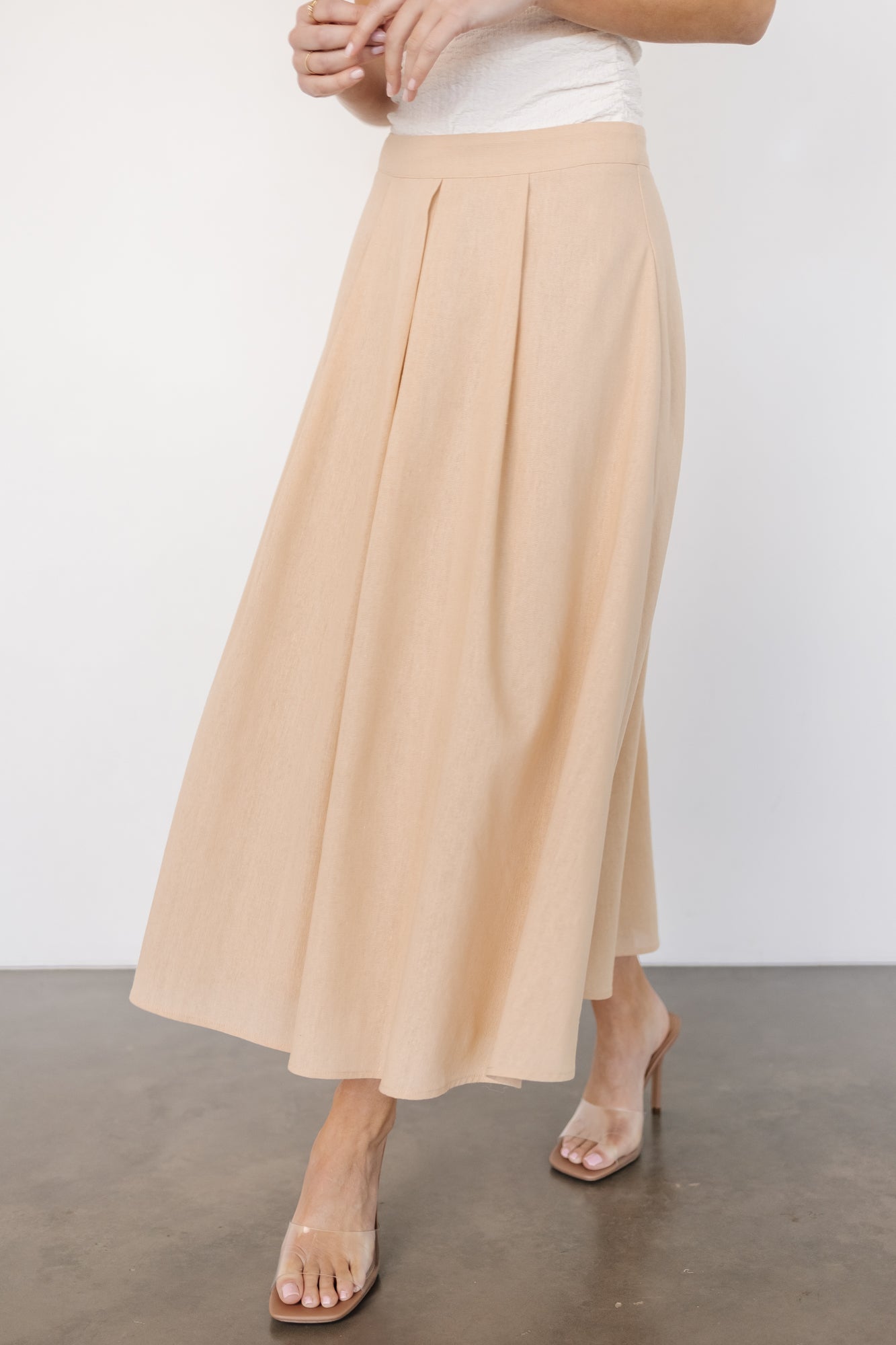 Katie Pleated Midi Skirt | Natural Clearance 2025 Unisex