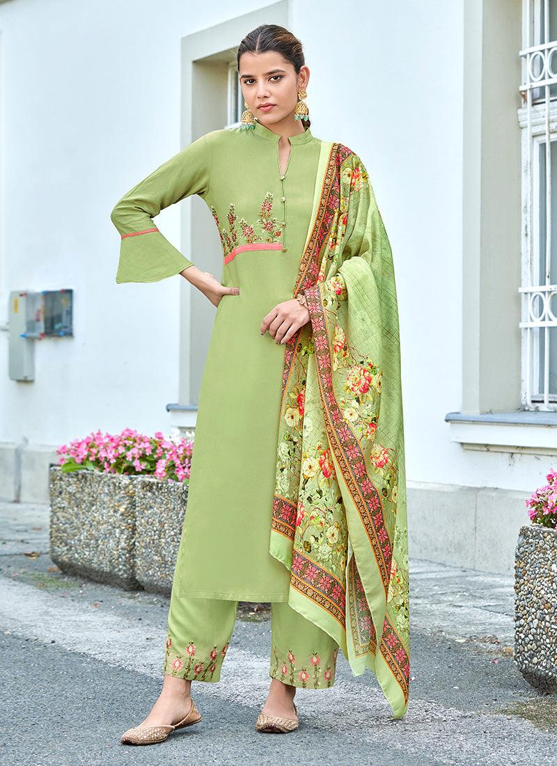 Bell Sleeves Green Kurti With Heavy Dupatta Wiki Sale Online