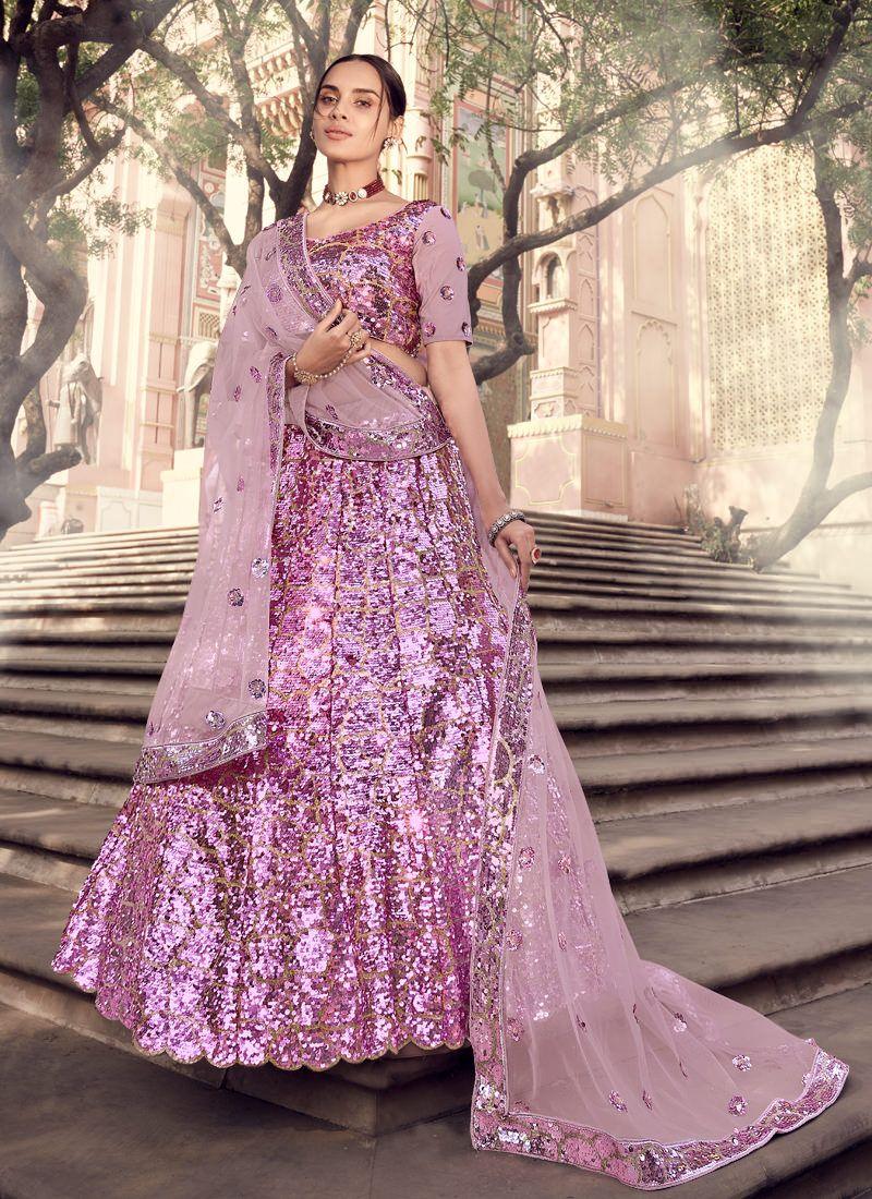 Fetching Lilac Purple Color Soft Net Lehenga With Matching Blouse In China