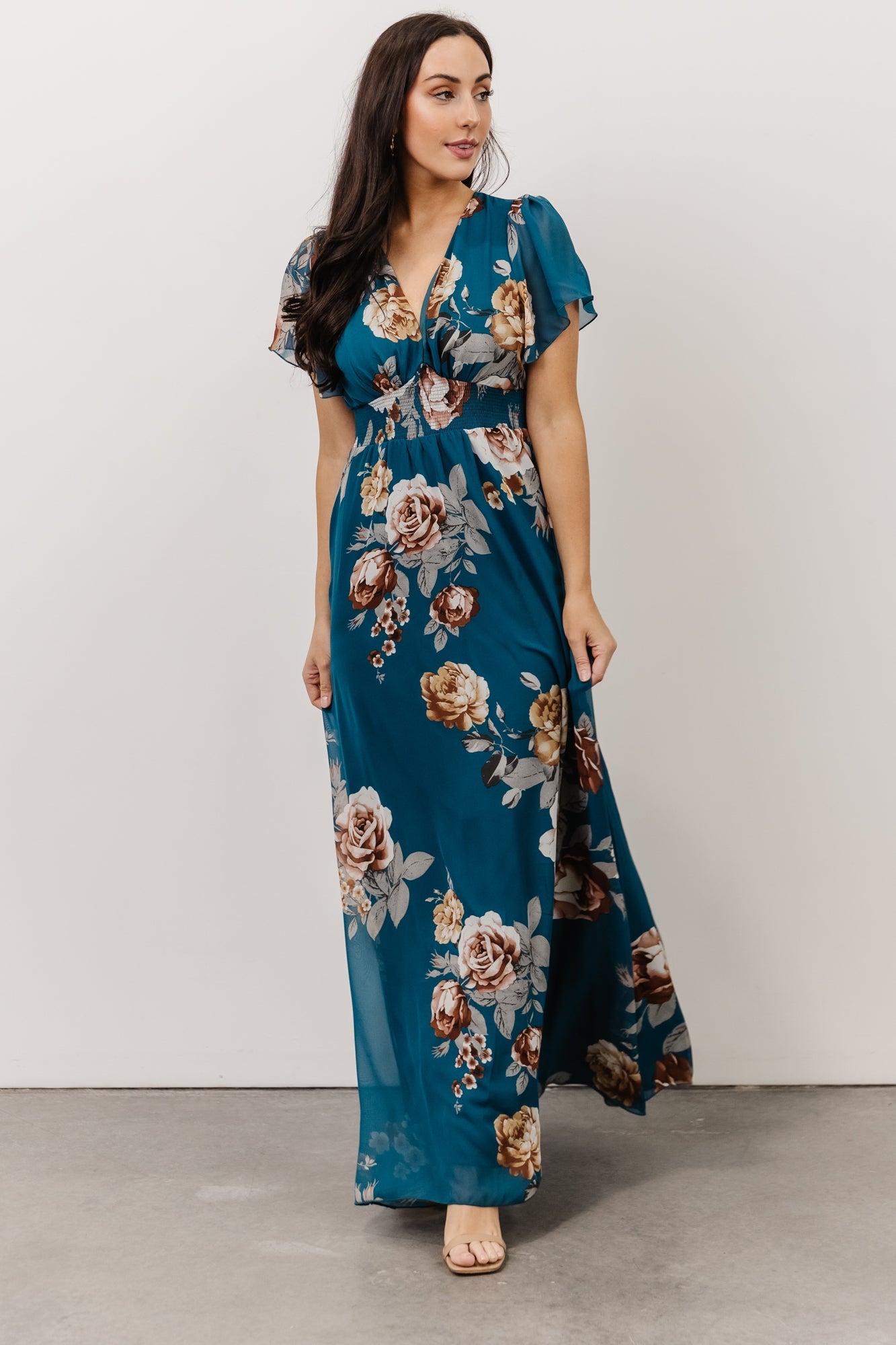 Alexandria Smocked Maxi Dress | Blue Floral Cheap Sale Online