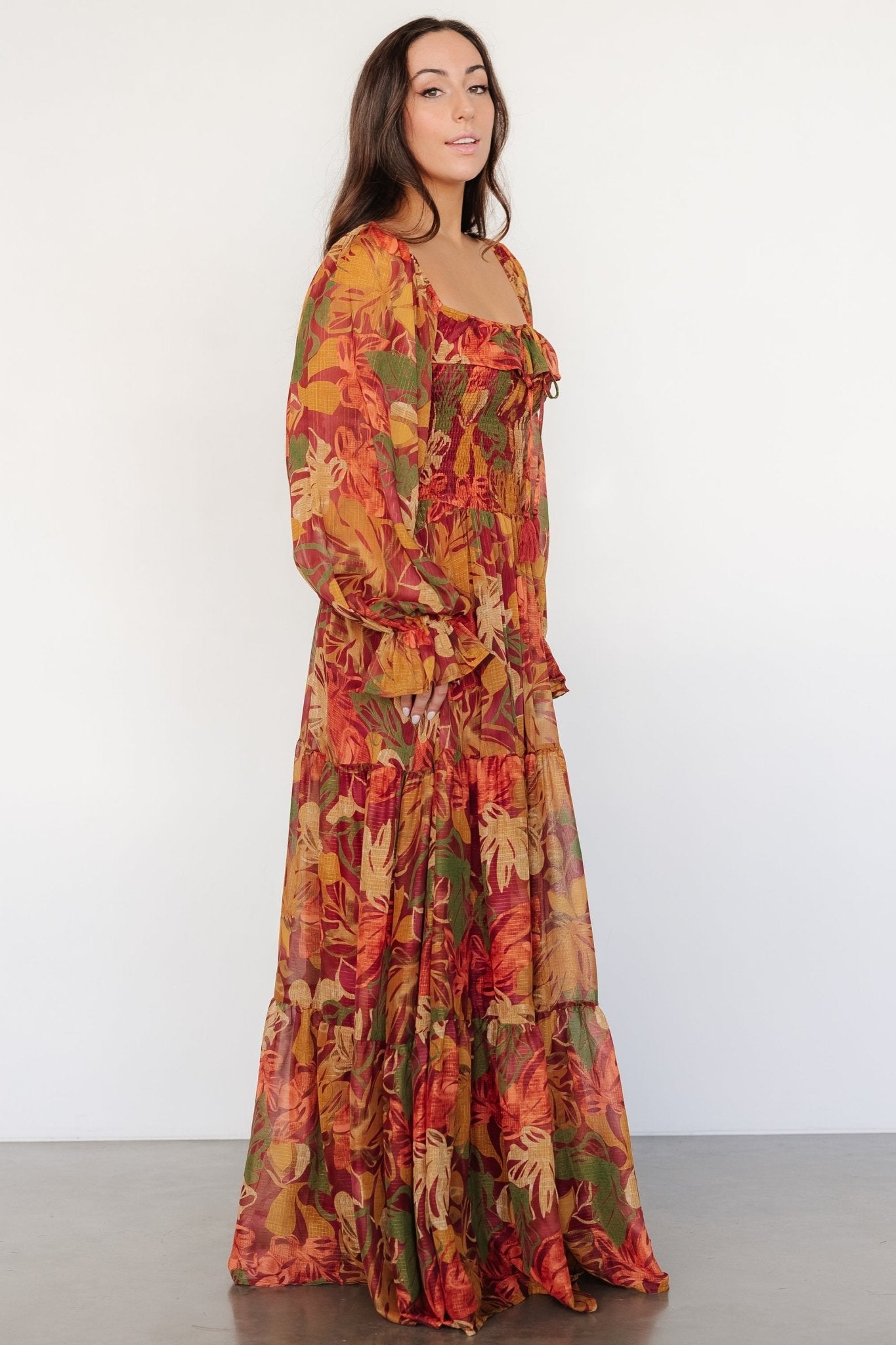 Isadora Tiered Dress | Rust Multi Floral Buy Online Cheap