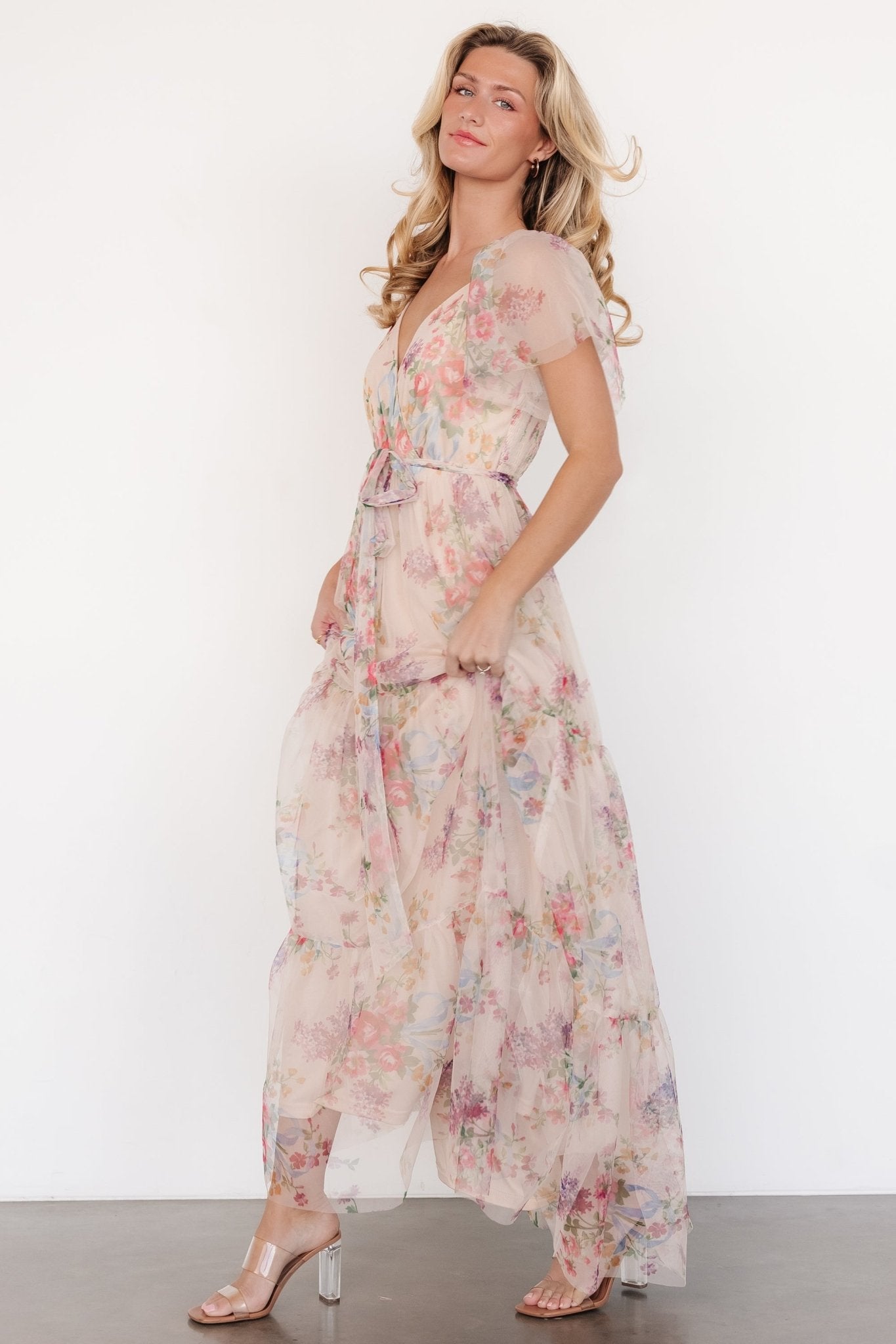 Nicola Tulle Maxi Dress | Romantic Floral Free Shipping For Sale