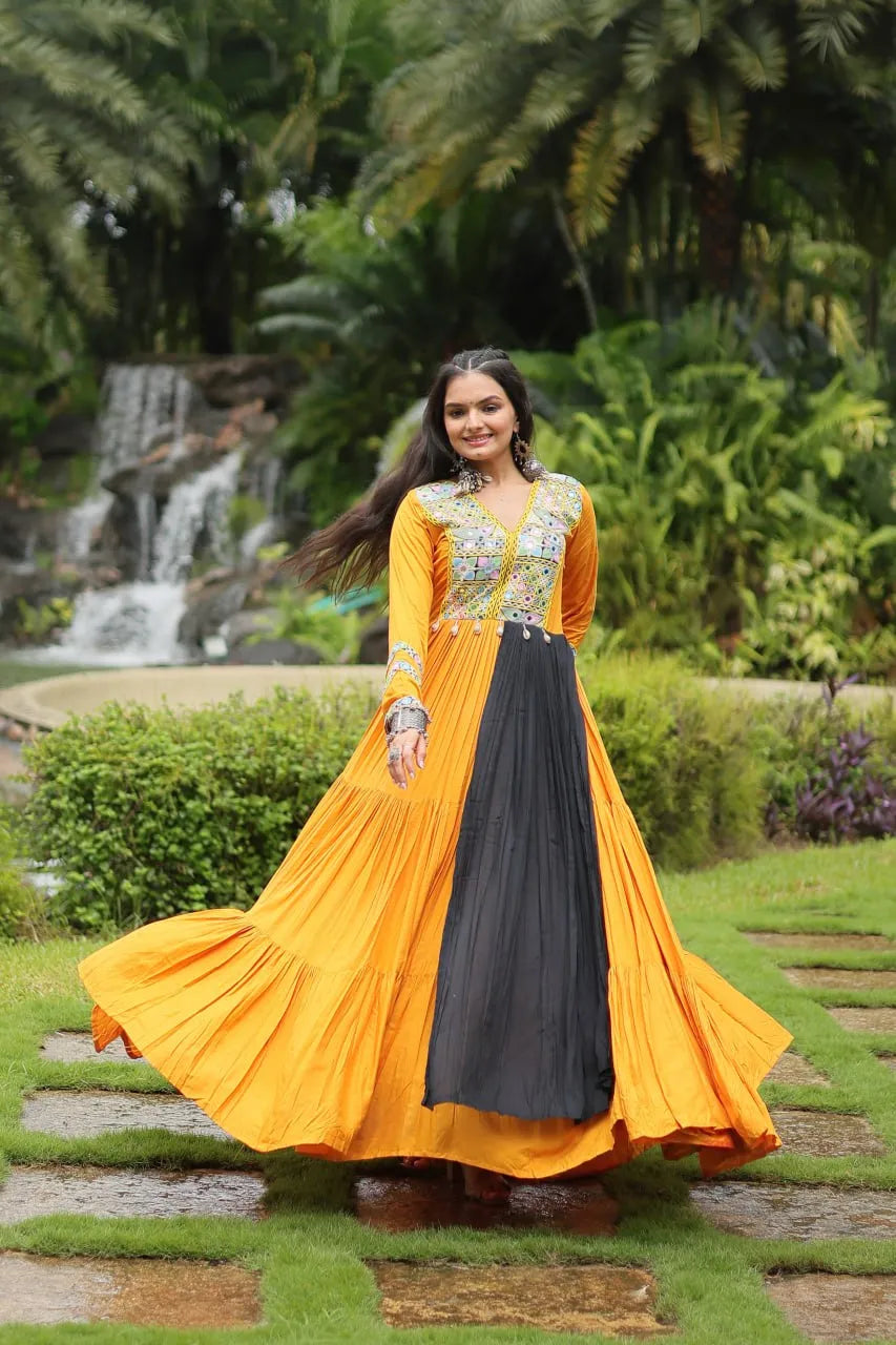 This Navratri With Outstanding Yellow Navratri Gown Clearance Buy