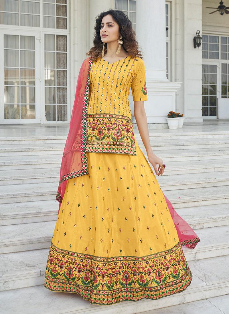 Designer Yellow Color Long Top Lehenga Choli Best Wholesale For Sale