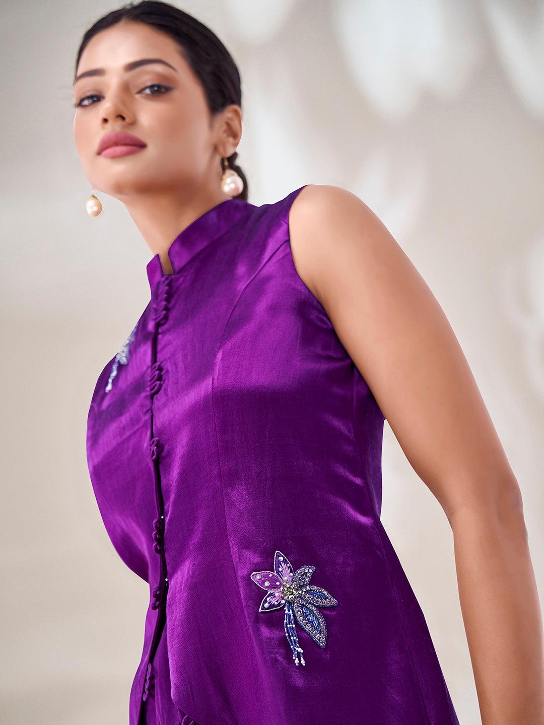 Purple color silk ready-to-wear top with handwork Clearance Footlocker Finishline