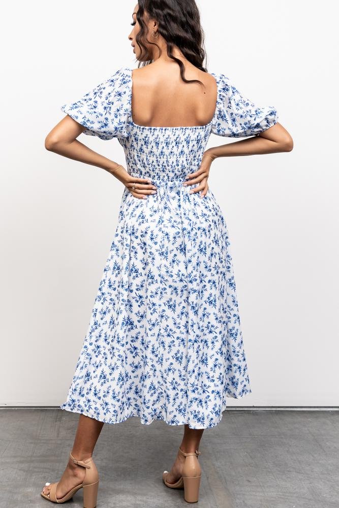 Gwen Smocked Midi Dress | Blue Floral Buy Cheap Big Discount