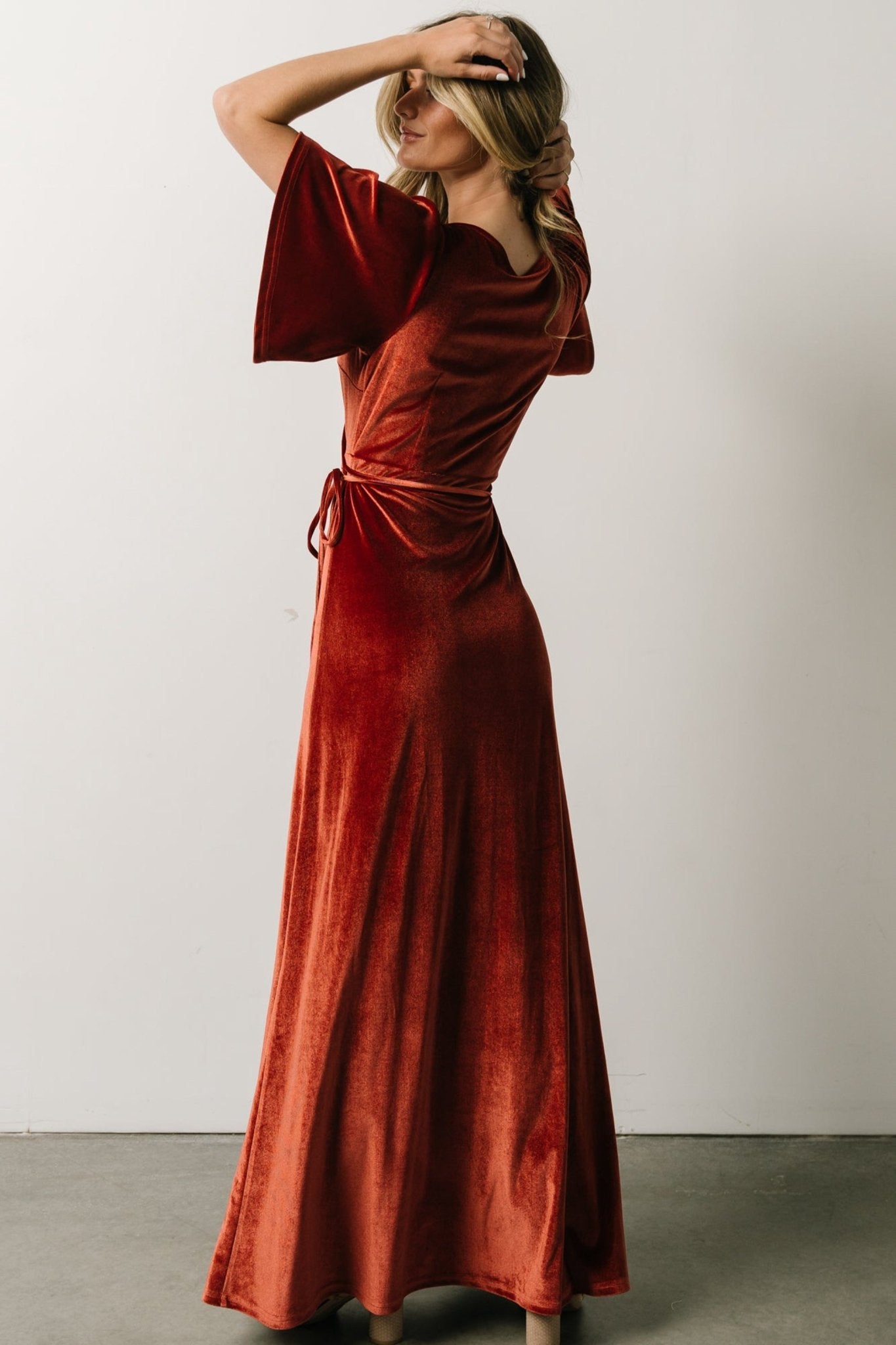 Meghan Velvet Wrap Maxi Dress | Terracotta Free Shipping Reliable