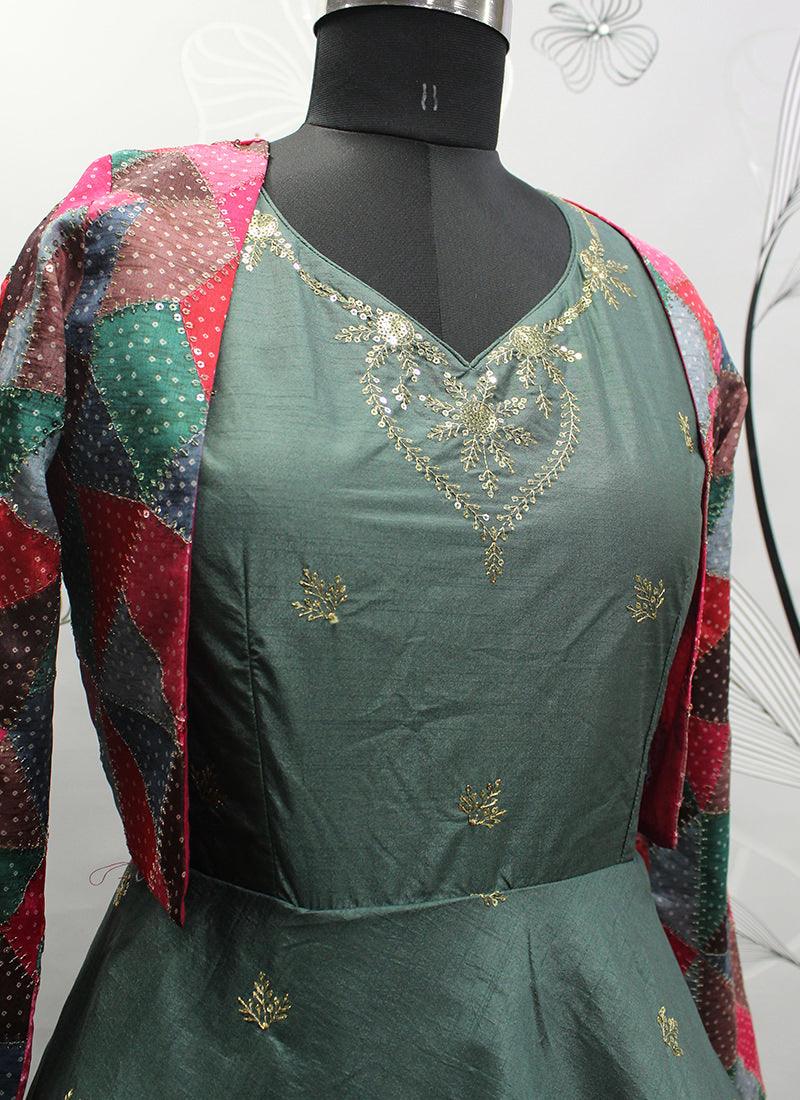 Dusty Green Designer Jacket Gown Order