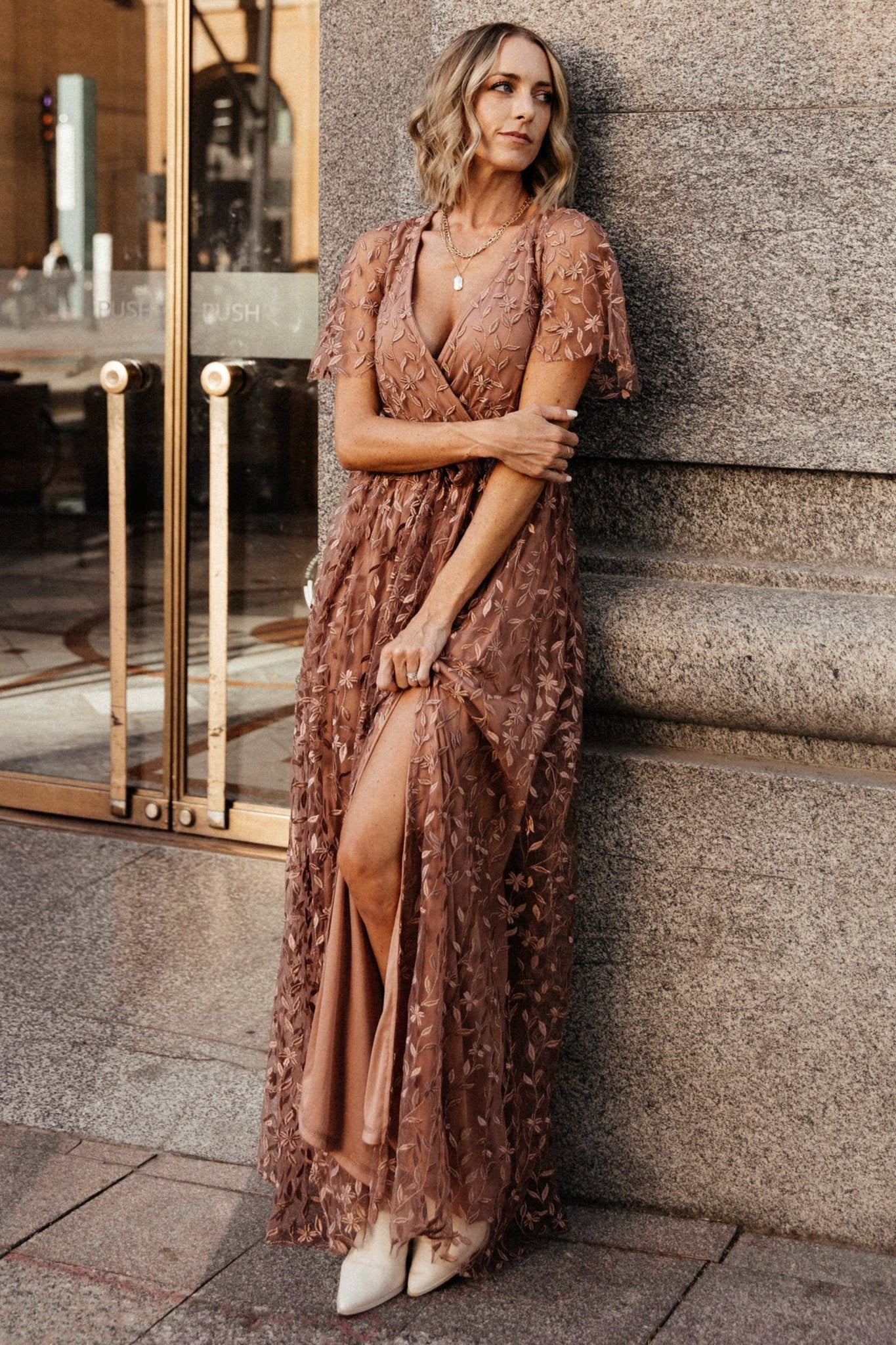 Marseille Embossed Maxi Dress | Nude Rose Outlet Deals