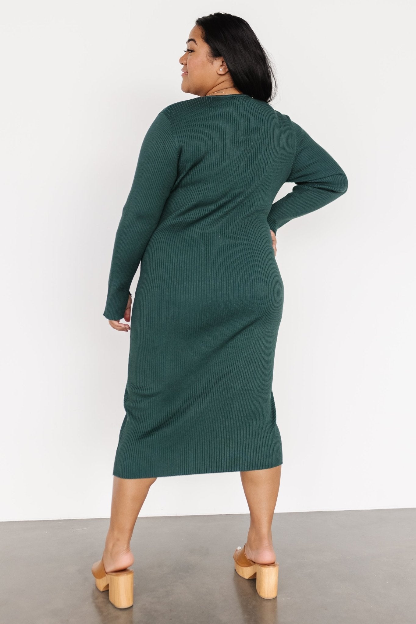 Fairmount Ribbed Midi Dress | Green Outlet Fashion Style