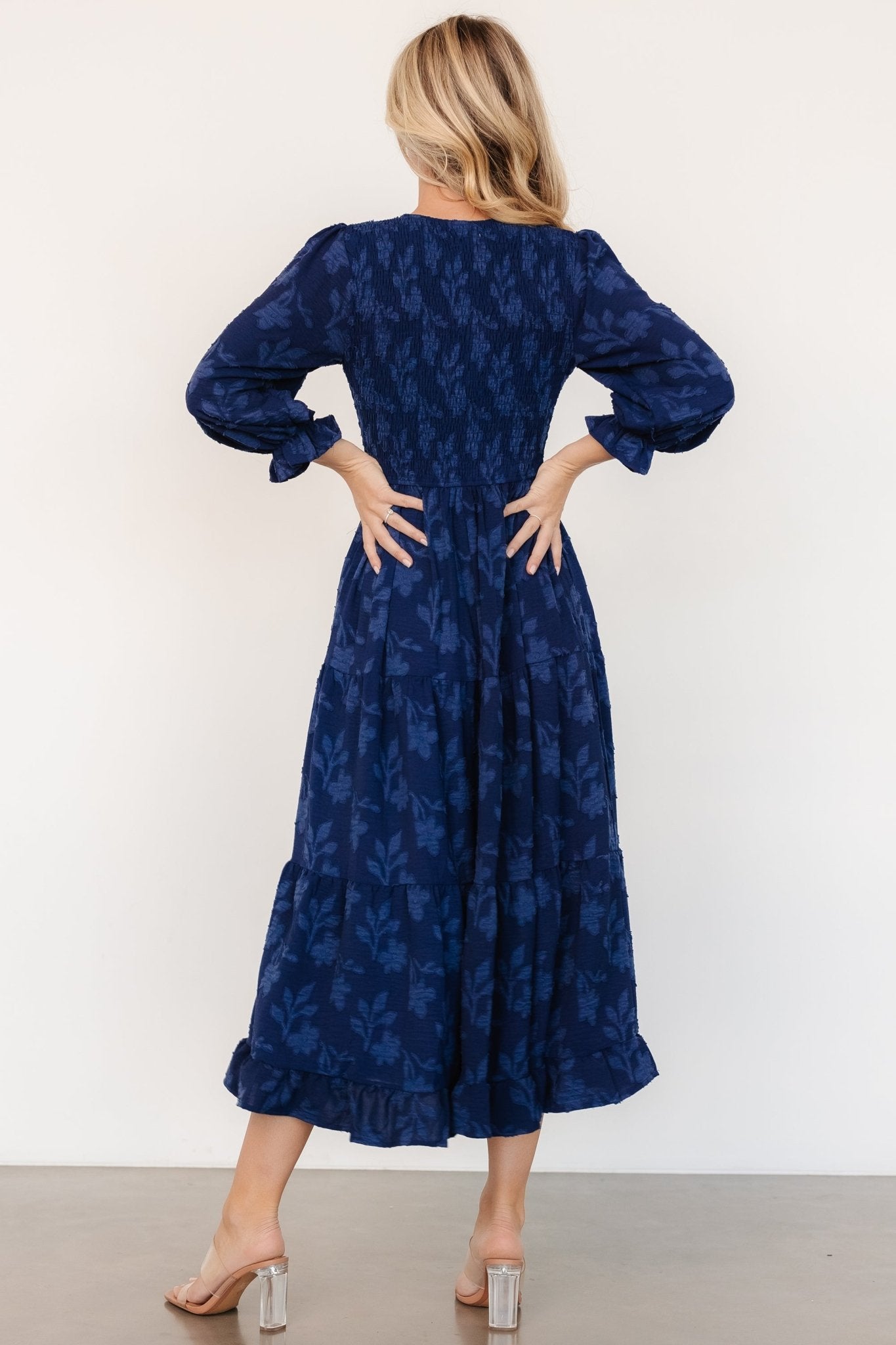 Aubrey Smocked Midi Dress | Navy Floral Cheap From China