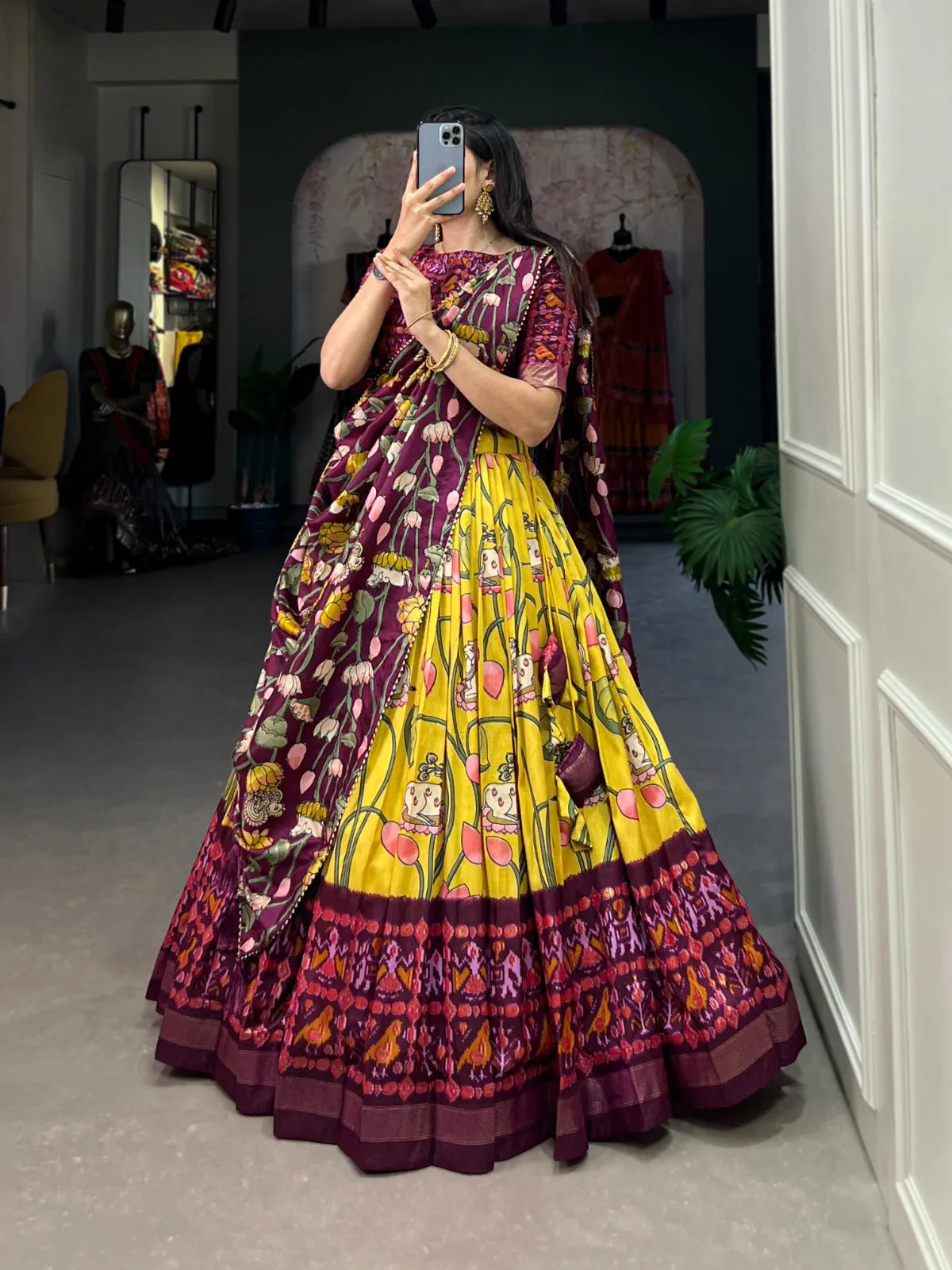 Gorgeous Yellow Patola Print Zari Weaving Border Work Lehenga Choli Outlet 2025 New