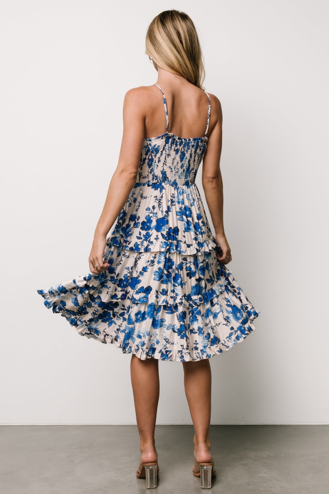 Calina Midi Dress | Ivory + Blue Floral Online Online Cheap Online