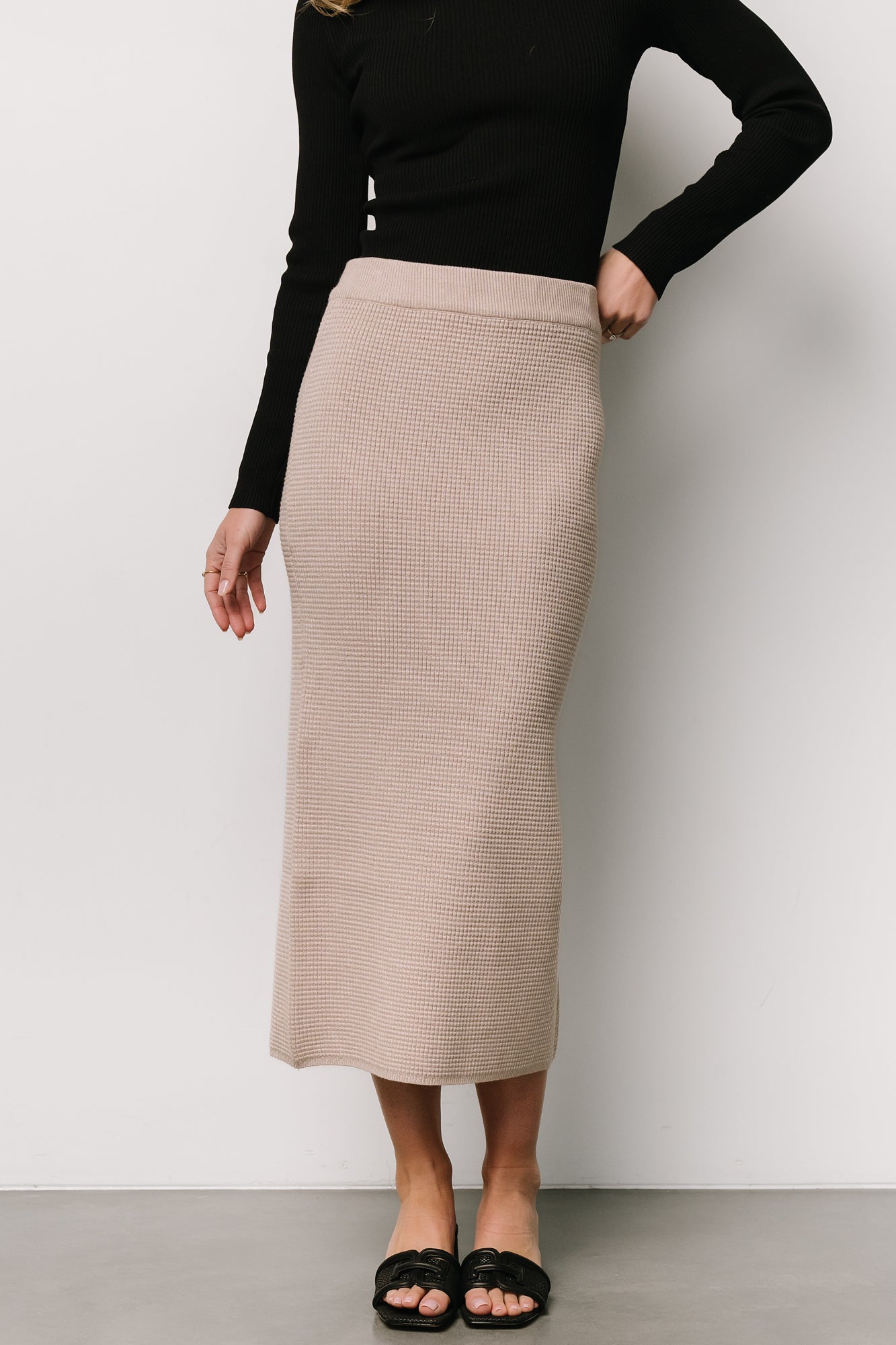 Carey Waffle Midi Skirt | Taupe Shipping Outlet Store Online