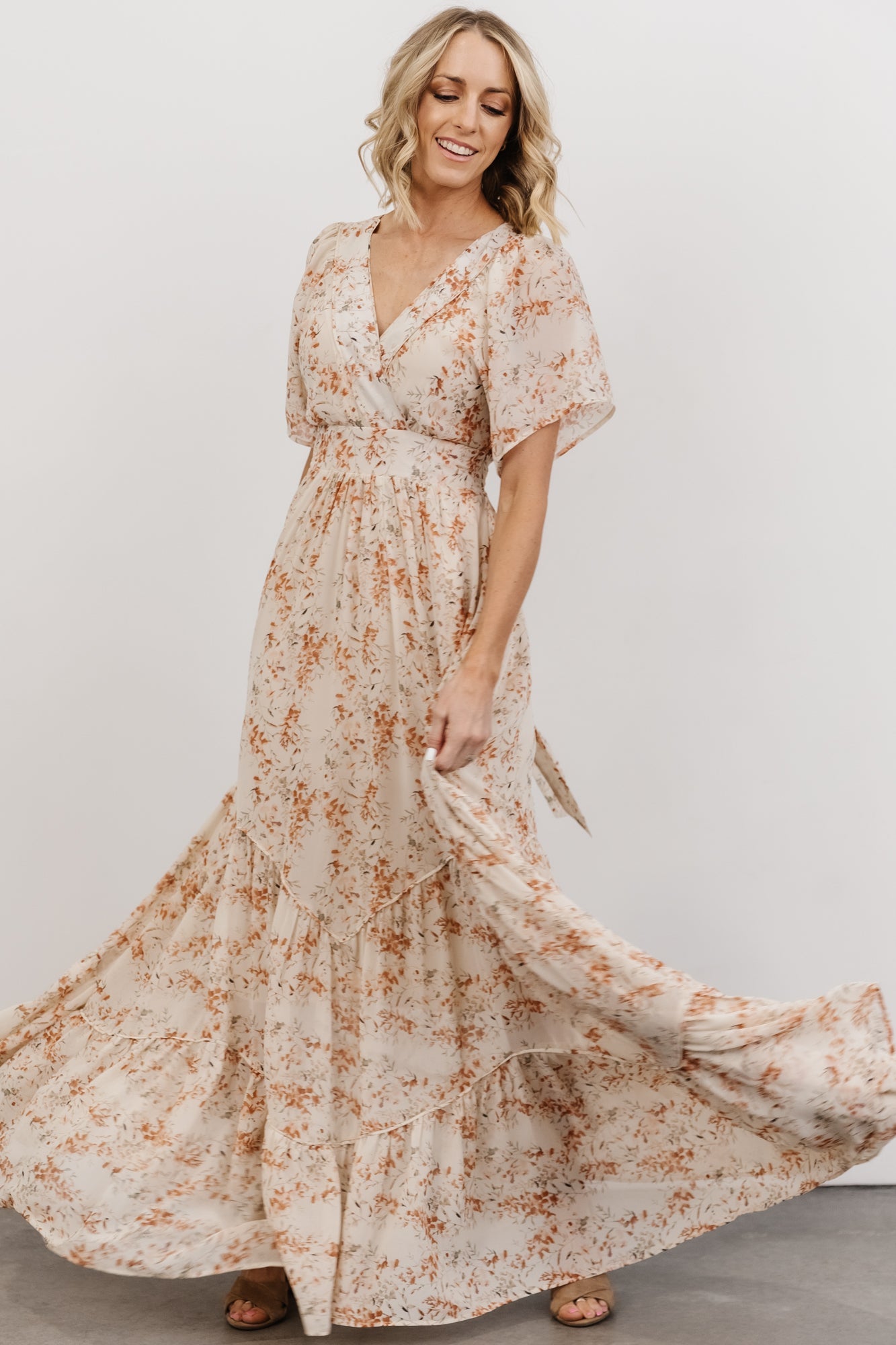 Katherine Maxi Dress | Cream + Rust Floral Collections Cheap Online