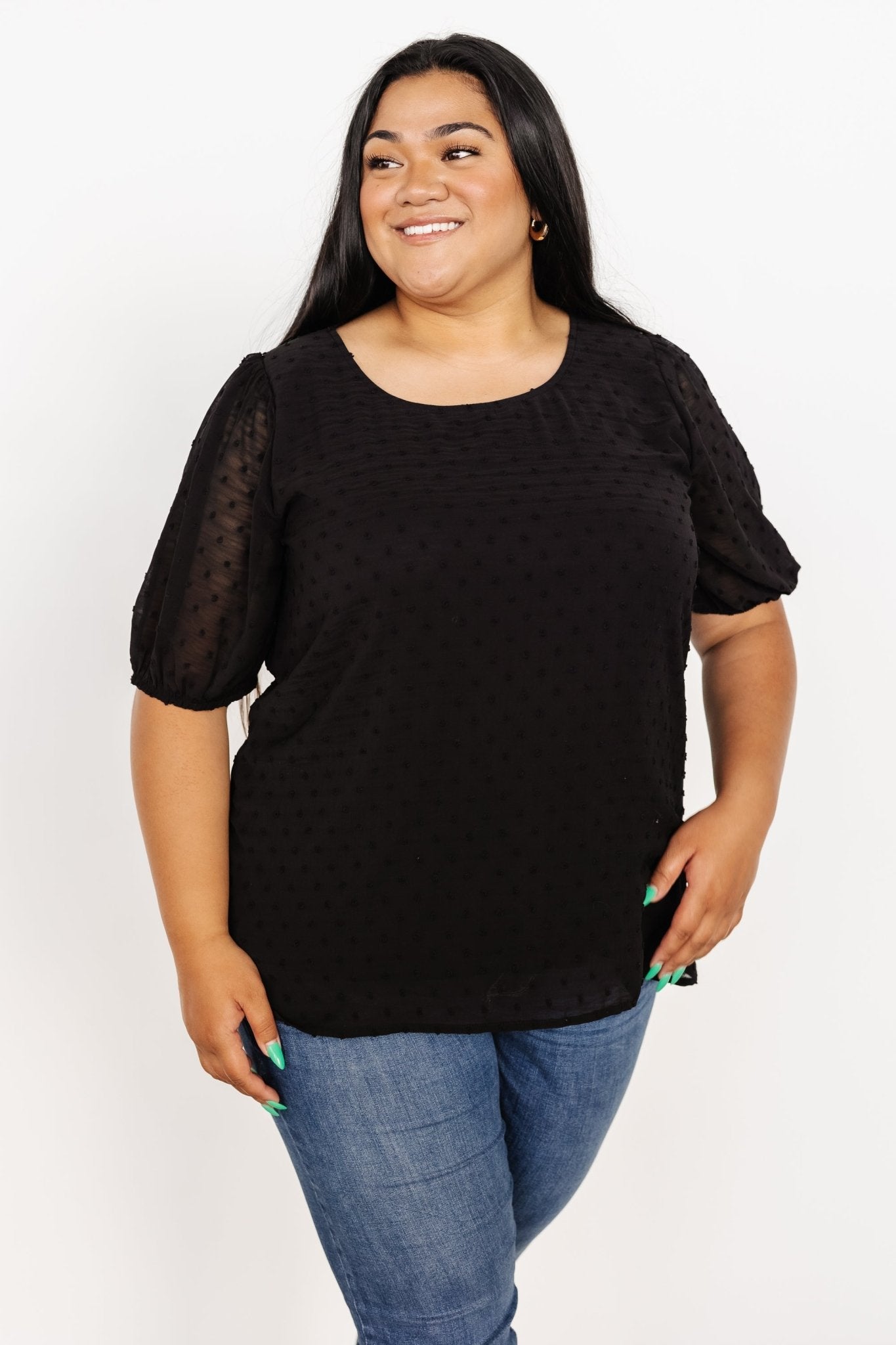 Tawnie Swiss Dot Top | Black Looking For For Sale