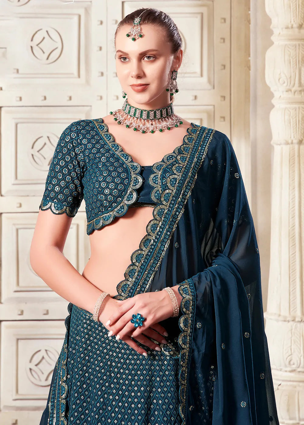 Exquisite and Luxurious Navy Blue Wedding Style Lehenga Choli Deals Cheap Online