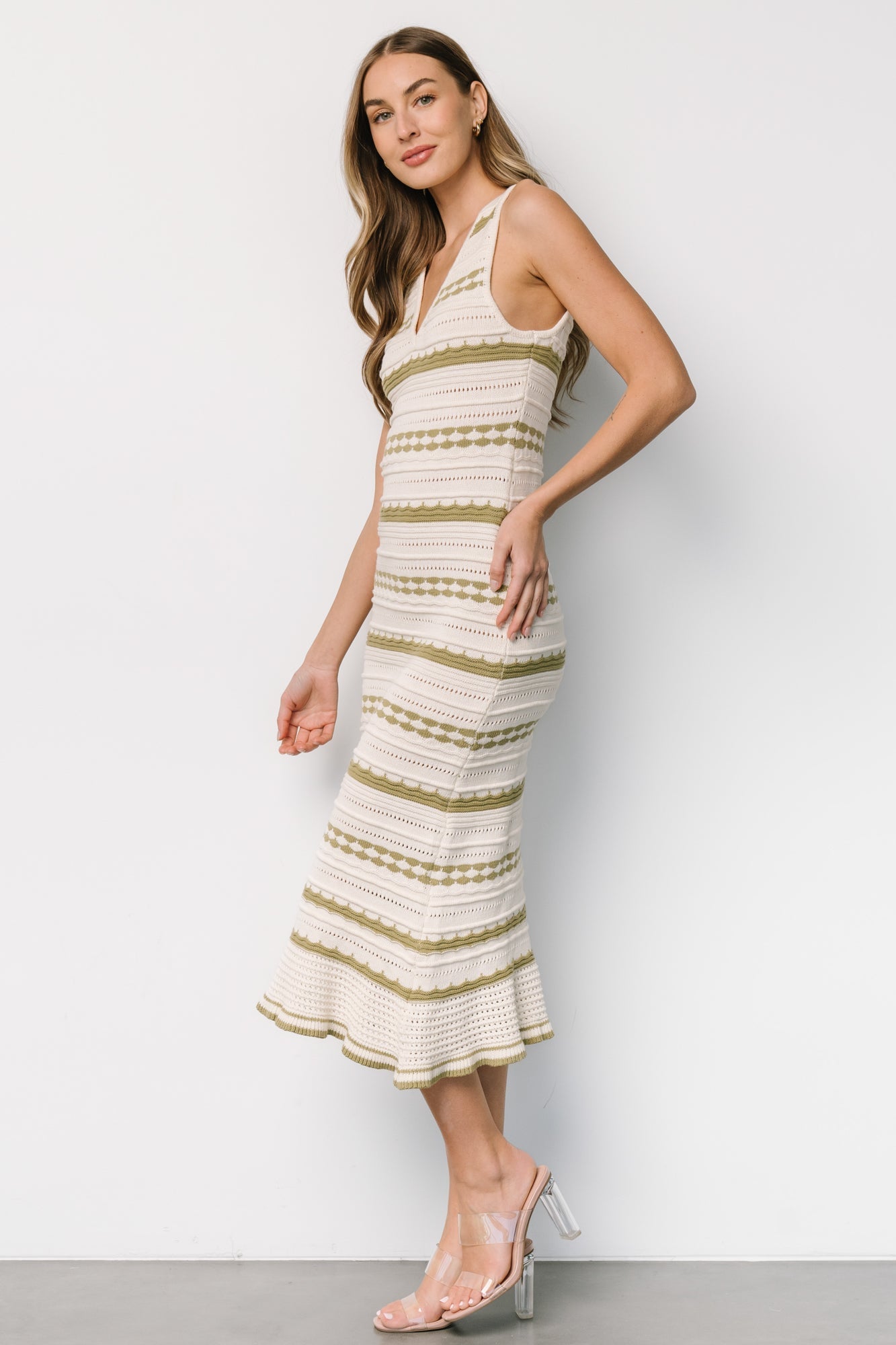 Nicolette Pointelle Dress | Cream + Sage Clearance Online