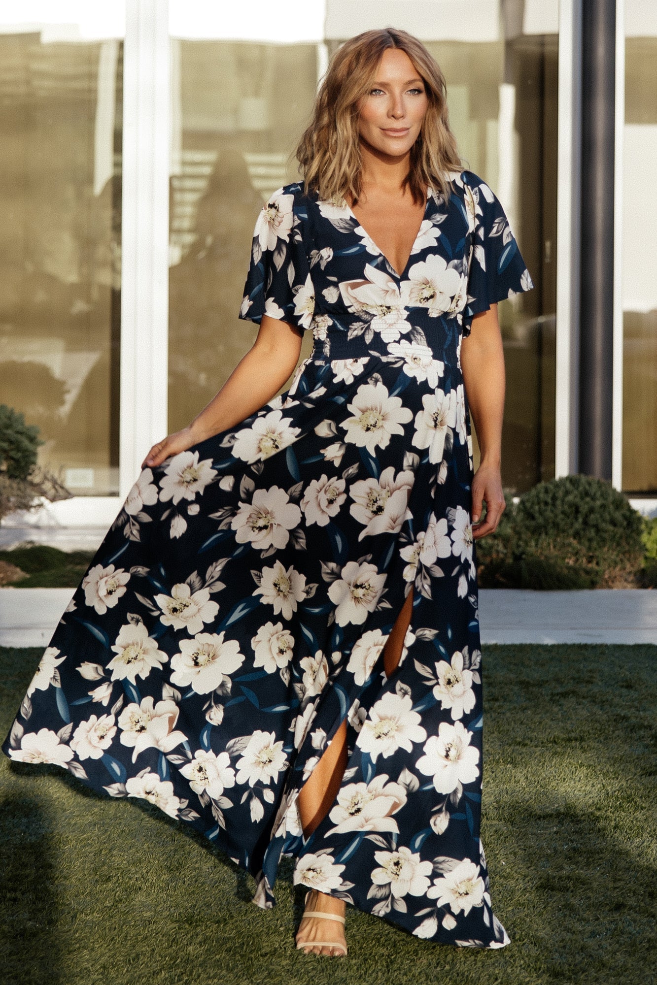 Verona Smocked Maxi Dress | Navy + White Floral Clearance From China