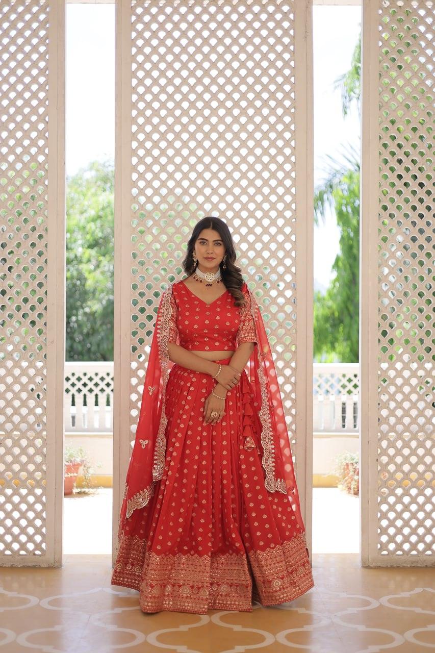 Pure Dyable Viscous Jacquard Double Zari Worked Lehenga Choli Clearance Genuine