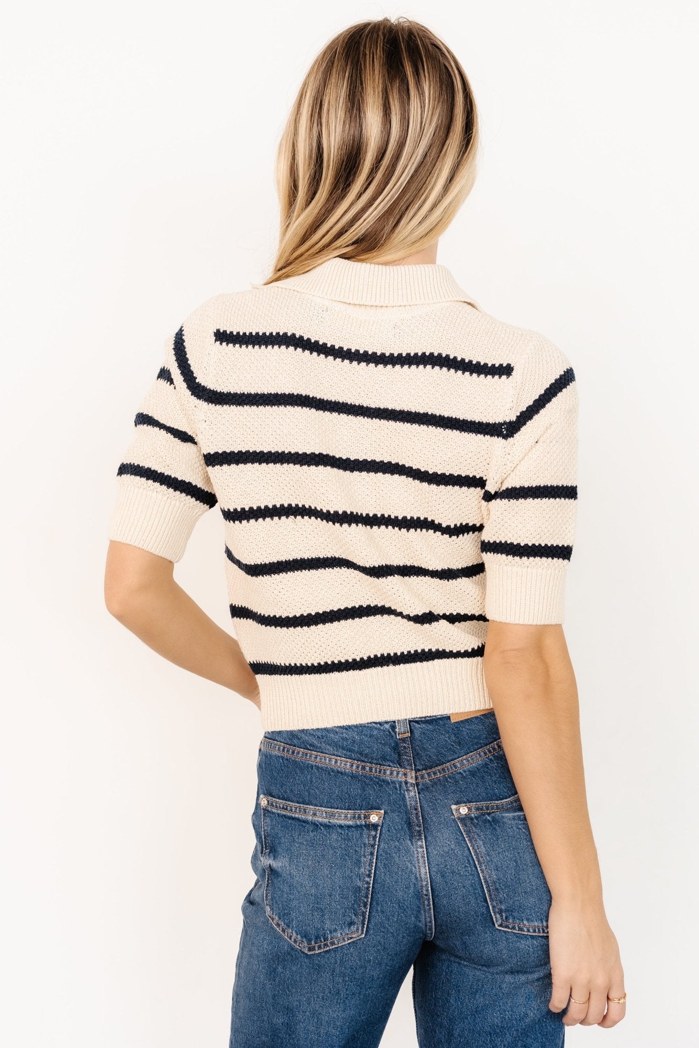 Ventura Knit Top | Cream + Navy Stripe Discount Shop For