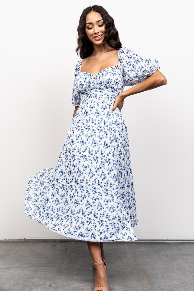 Gwen Smocked Midi Dress | Blue Floral Buy Cheap Big Discount