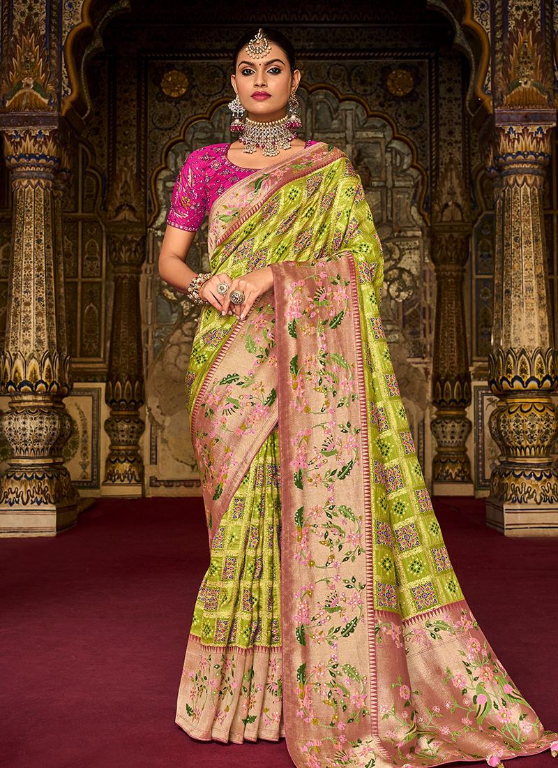 Heavy Silk Lime Green Saree For Wedding Cheap Shop