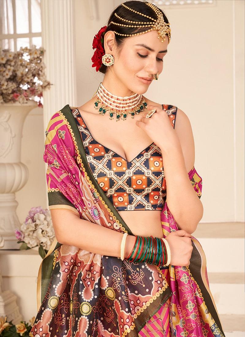 Sleeveless Blouse Sweetheart Neck Multi Color Lehenga Choli 2025 New Cheap Online