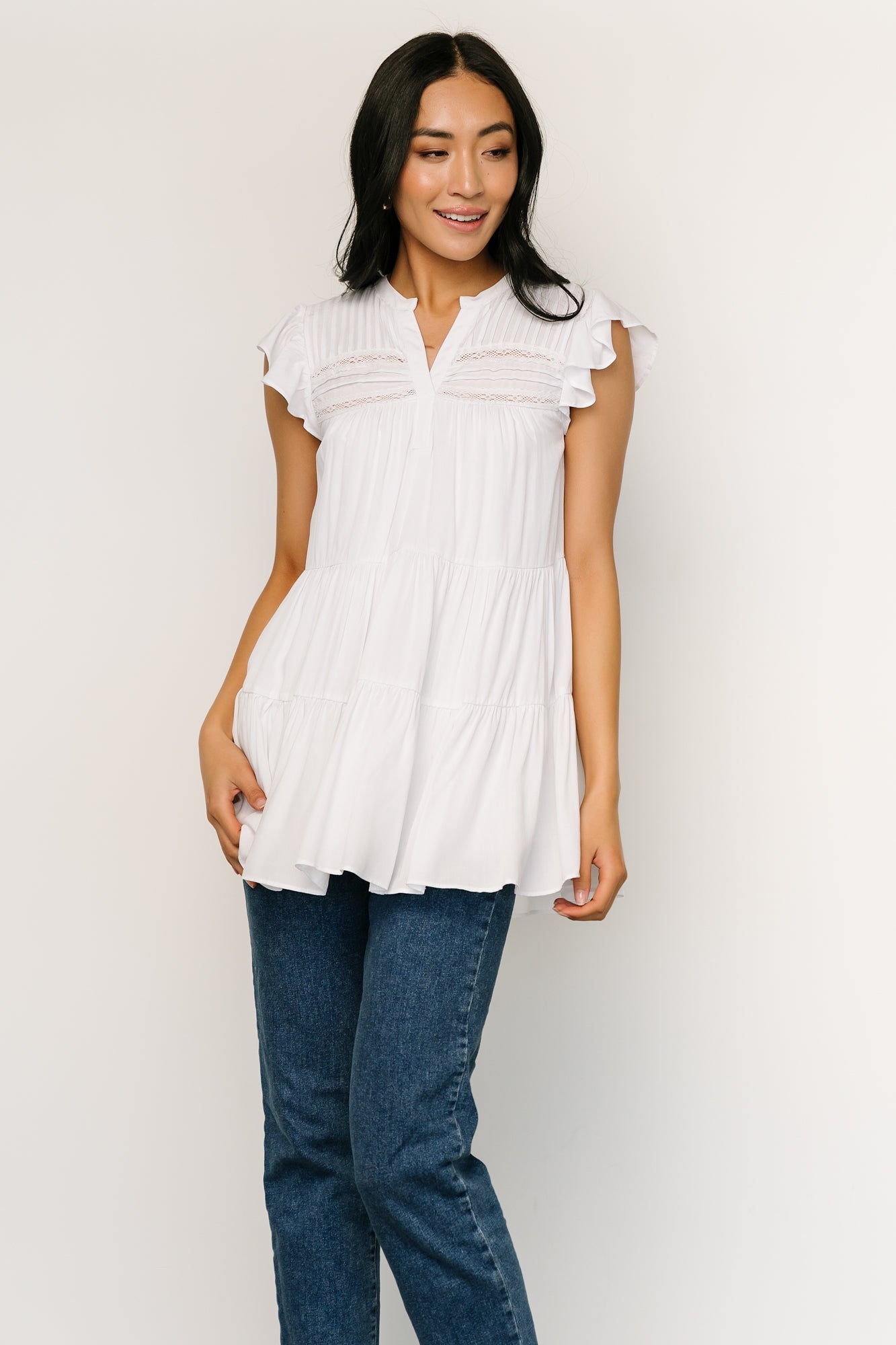 Margaret Tiered Top | White Release Dates Cheap Online