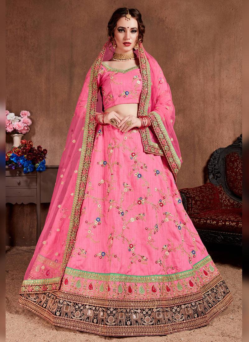 Spectacular Light Pink Art Silk Base Embroidered Trendy Lehenga Choli Outlet Locations Cheap Online