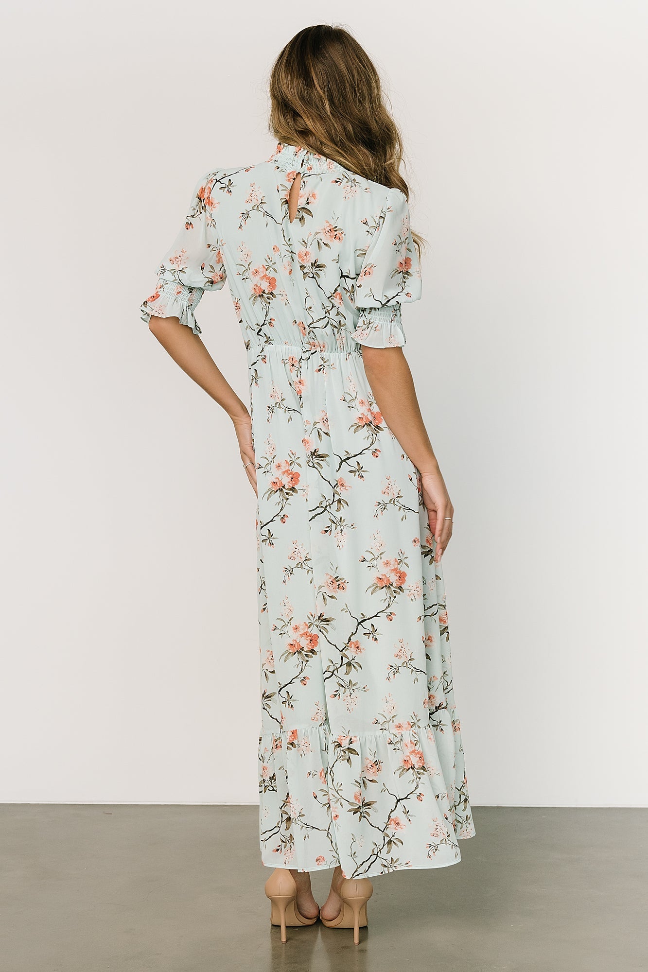 Marie Mock Neck Maxi Dress | Sage Floral Clearance Ebay