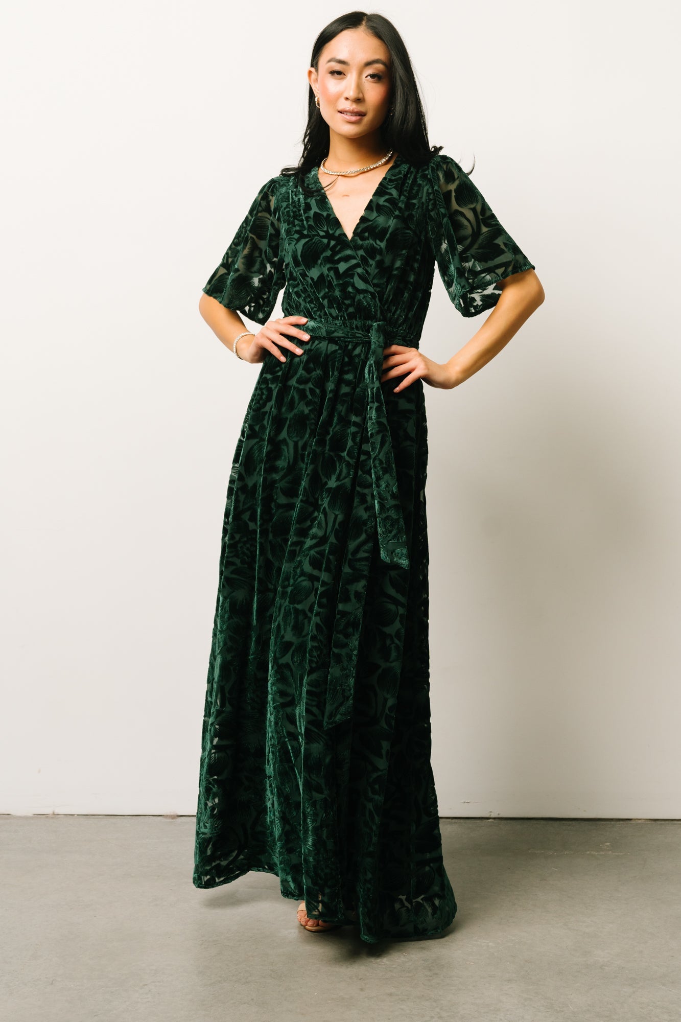 Uma Velvet Maxi Dress | Dark Green Best Seller