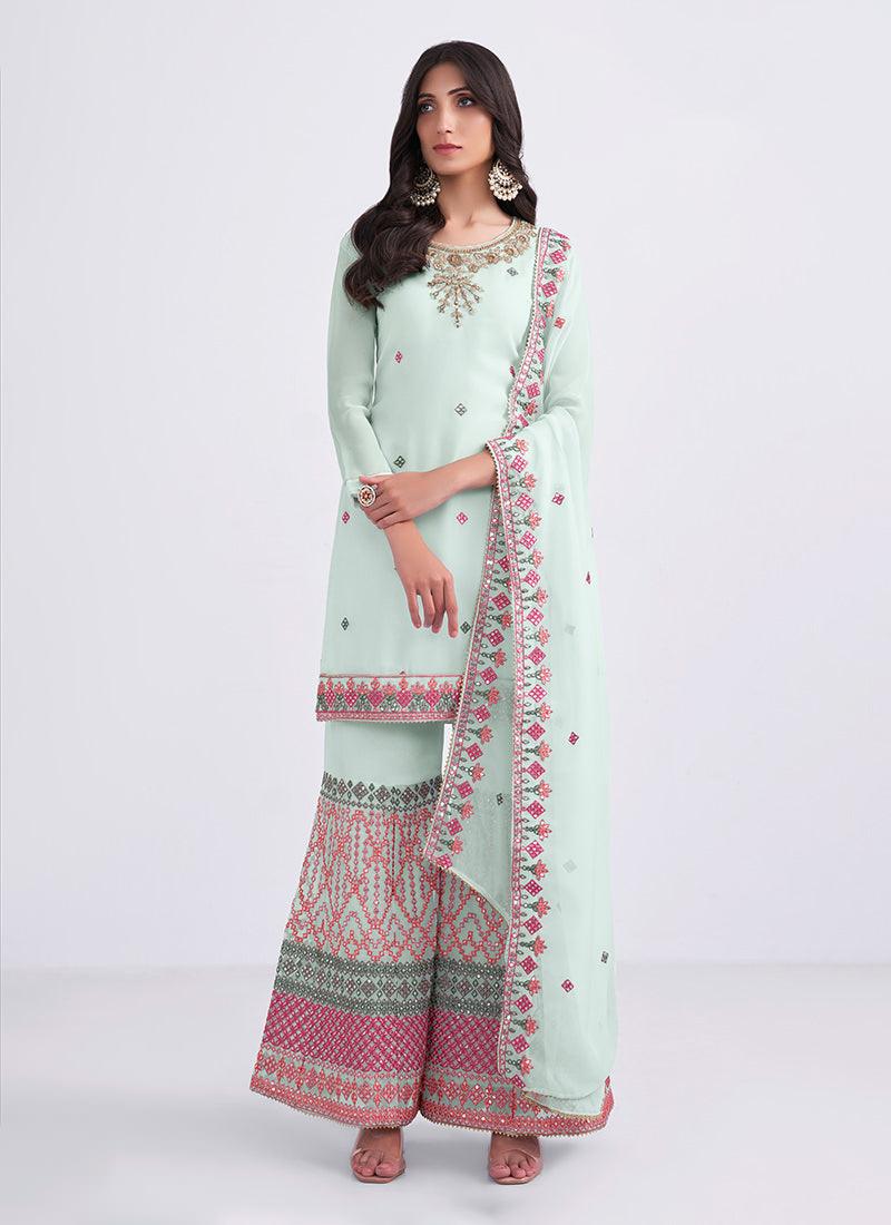 Light Blue Georgette Pakistani Sharara Buy Cheap Tumblr