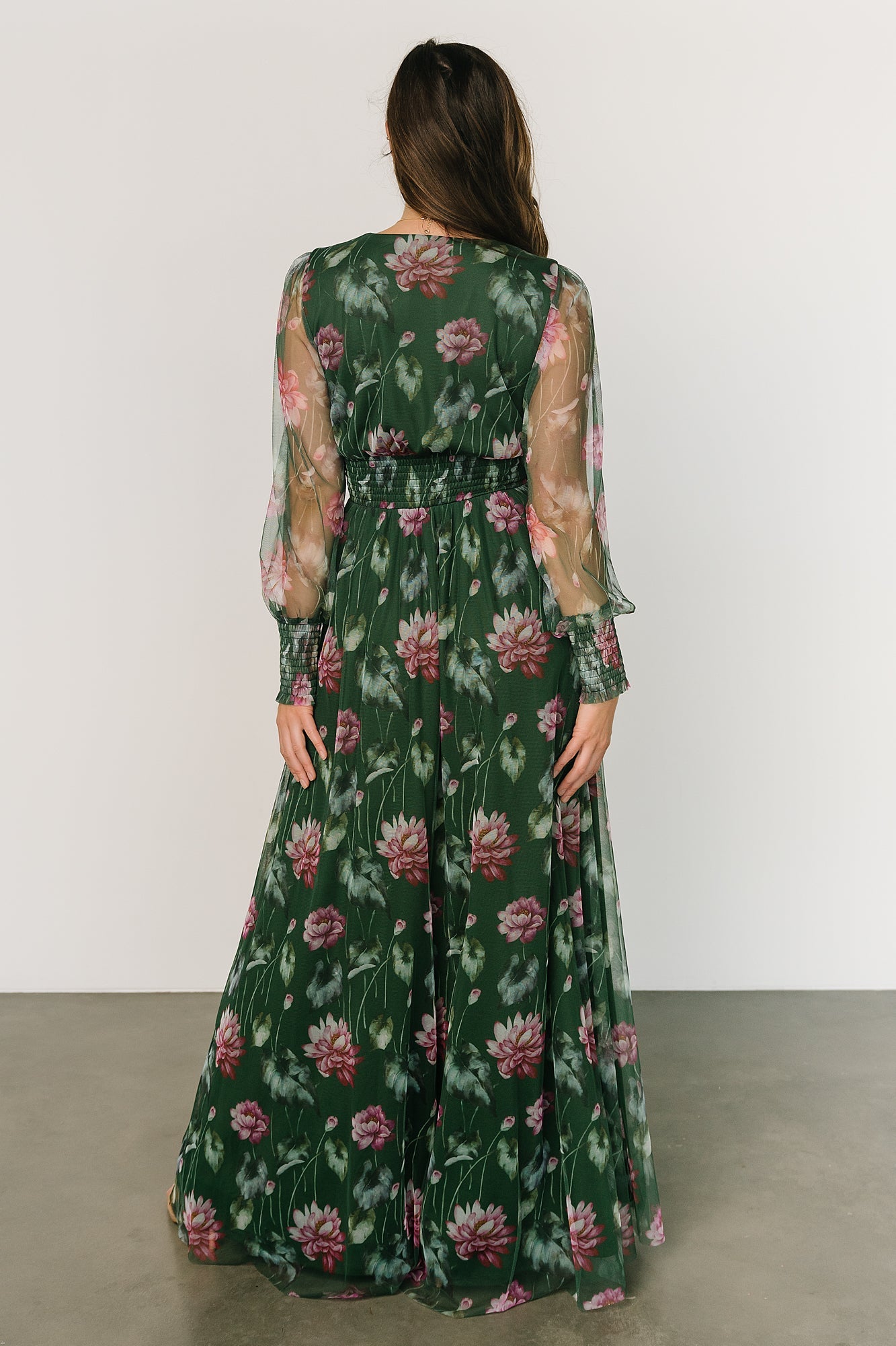 Layla Tulle Maxi Dress | Green + Pink Floral Discount Choice