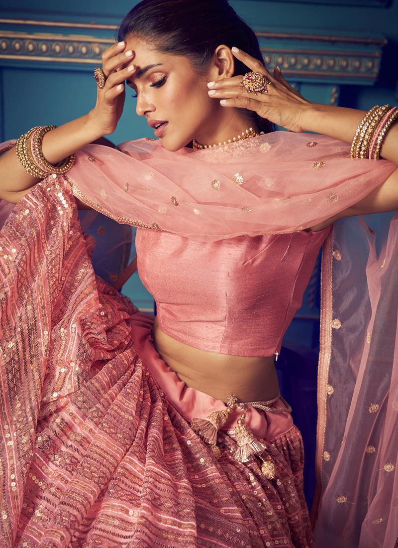 Mesmerizing Barbie Pink Soft Net Sequin Work Ethnic Lehenga Choli Buy Cheap Pay With Paypal