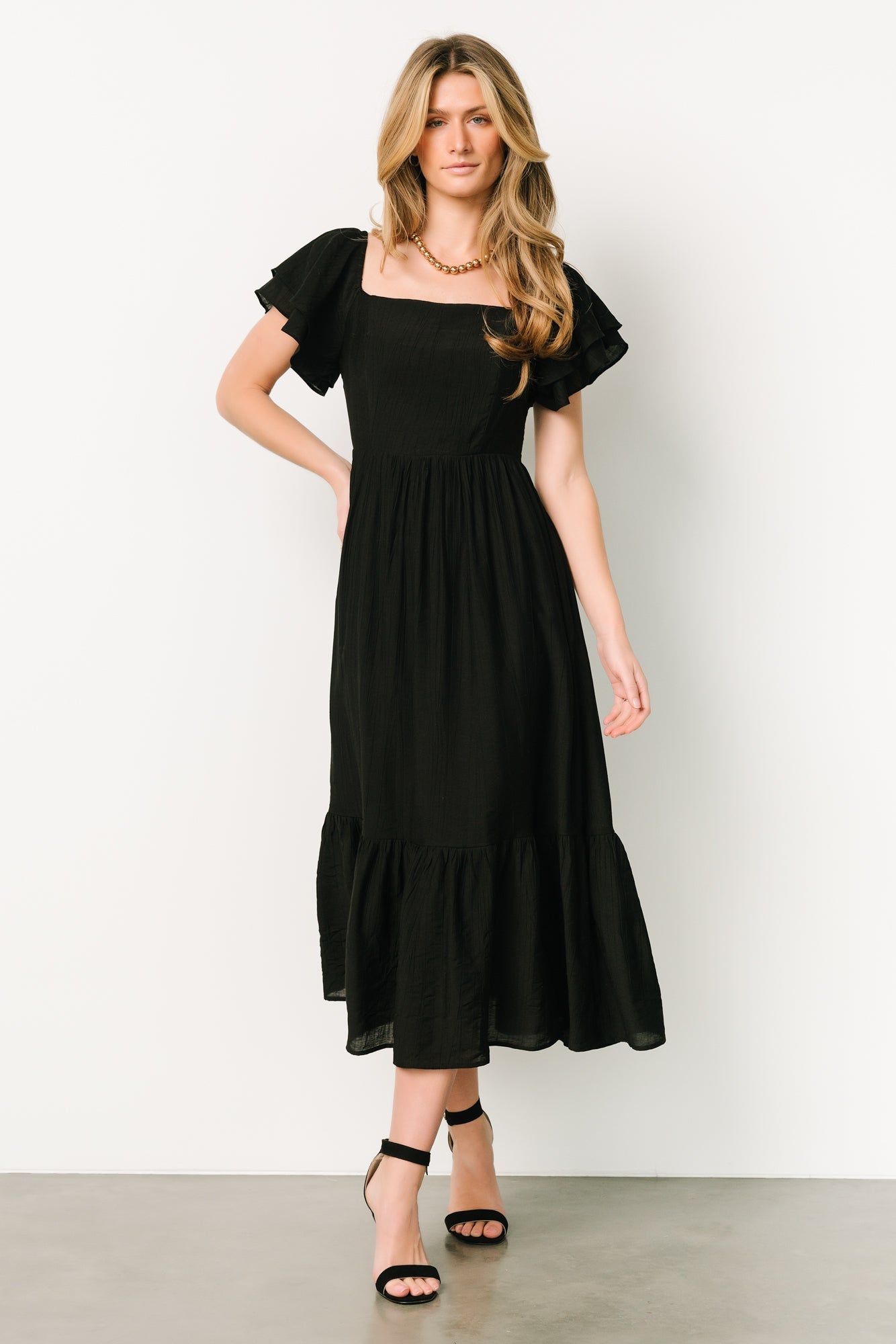 Buttercup Midi Dress | Black Free Shipping Cost