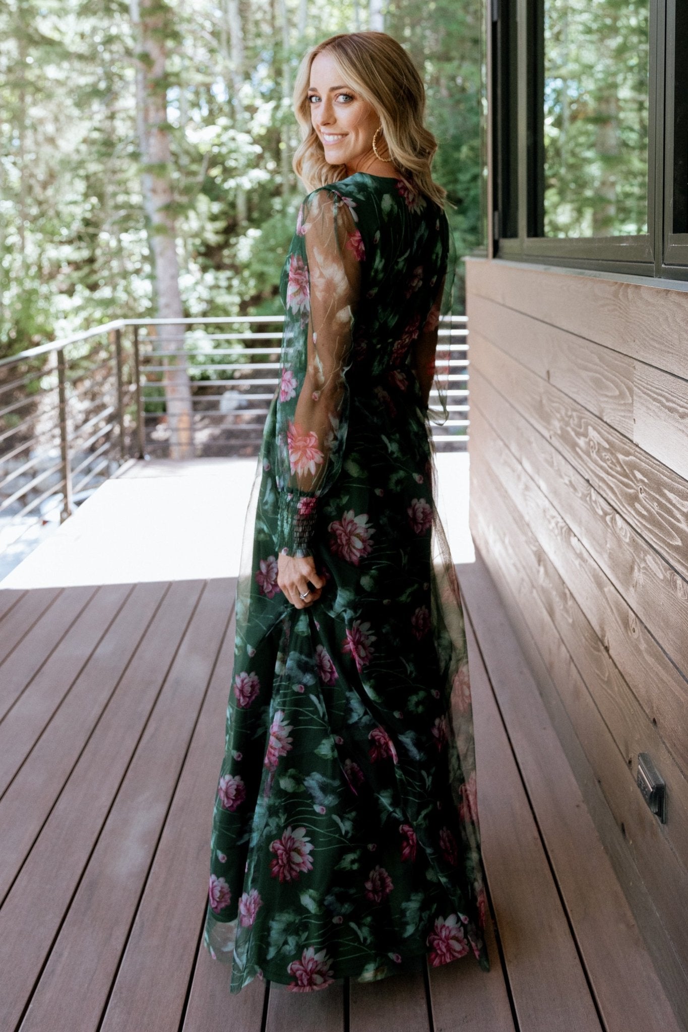 Layla Tulle Maxi Dress | Green + Pink Floral Discount Choice