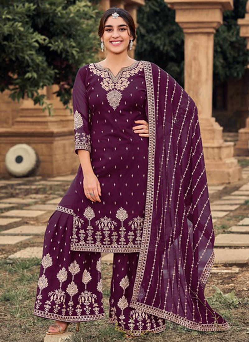 Purple Color Georgette Base Salwar Suit With Sequins Work Outlet 2025