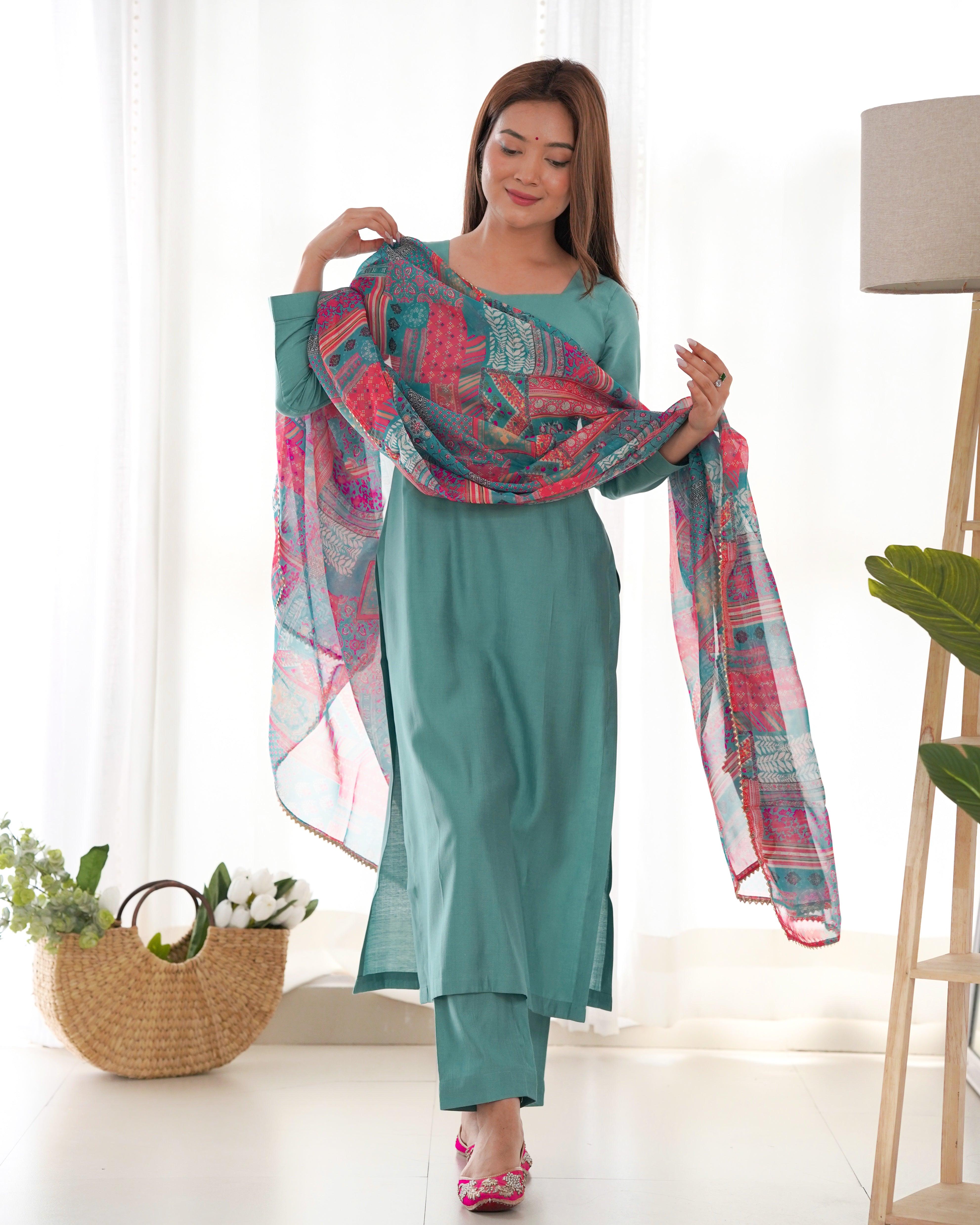 Amazing Pure Viscous Straight Kutta Pant Suit Exclusive Online