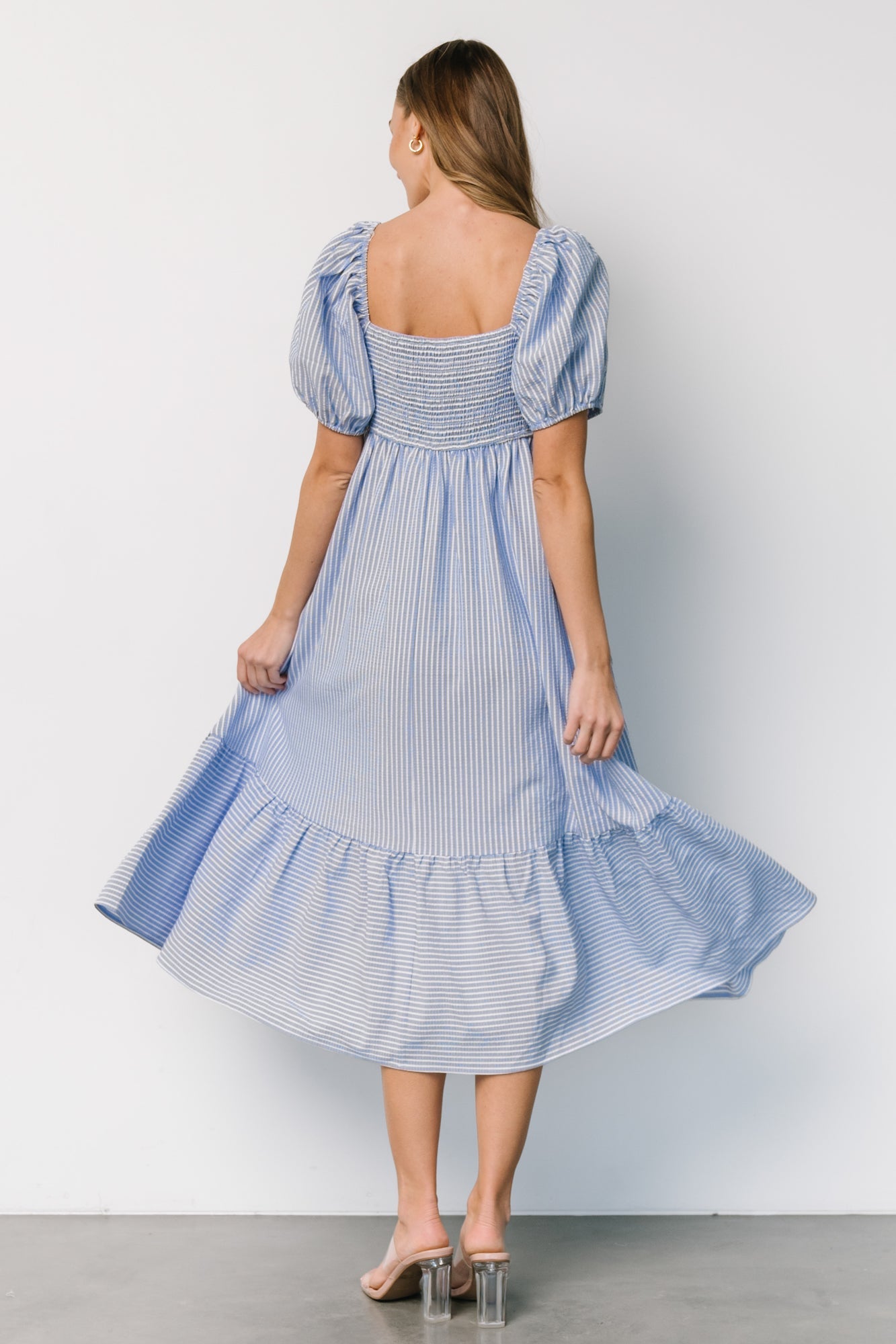 Poppy Midi Dress | Blue + Off White Sale Enjoy