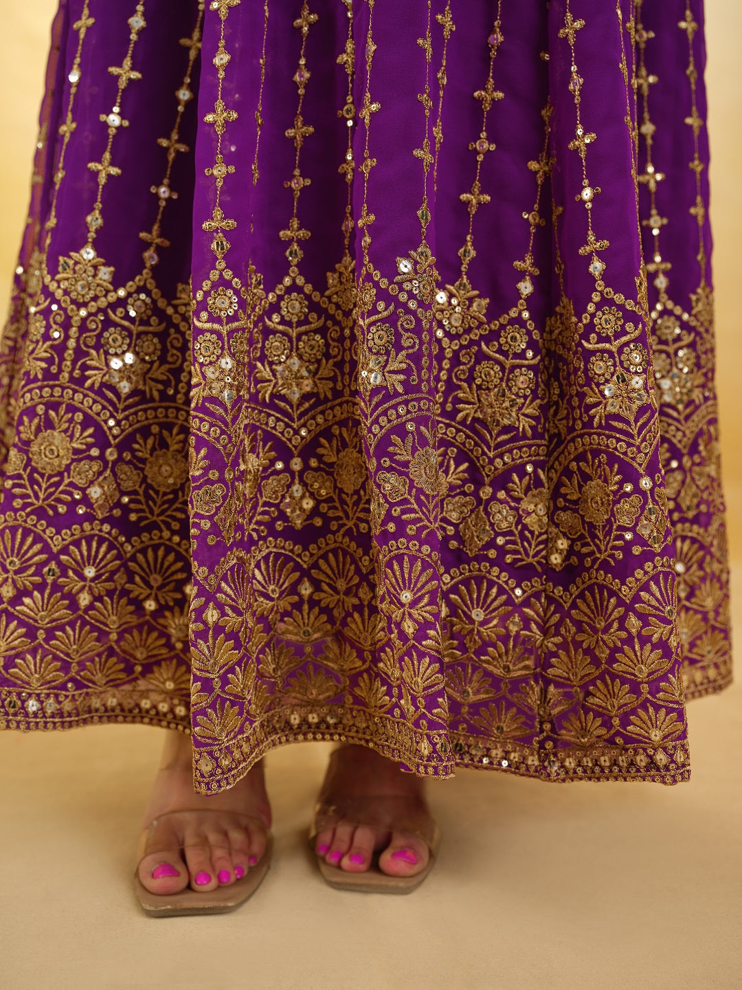 Elegant Purple Embroidered Georgette Anarkali Salwar Suit Discount Store